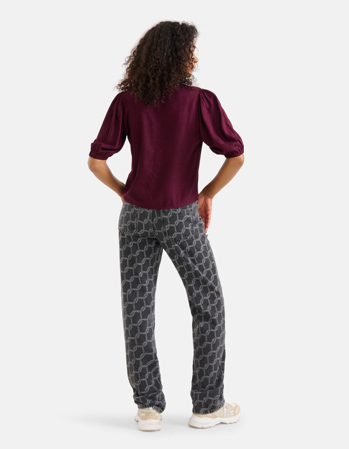 Texturiertes Oberteil mit V-Ausschnitt Bordeaux SHOEBY WOMEN