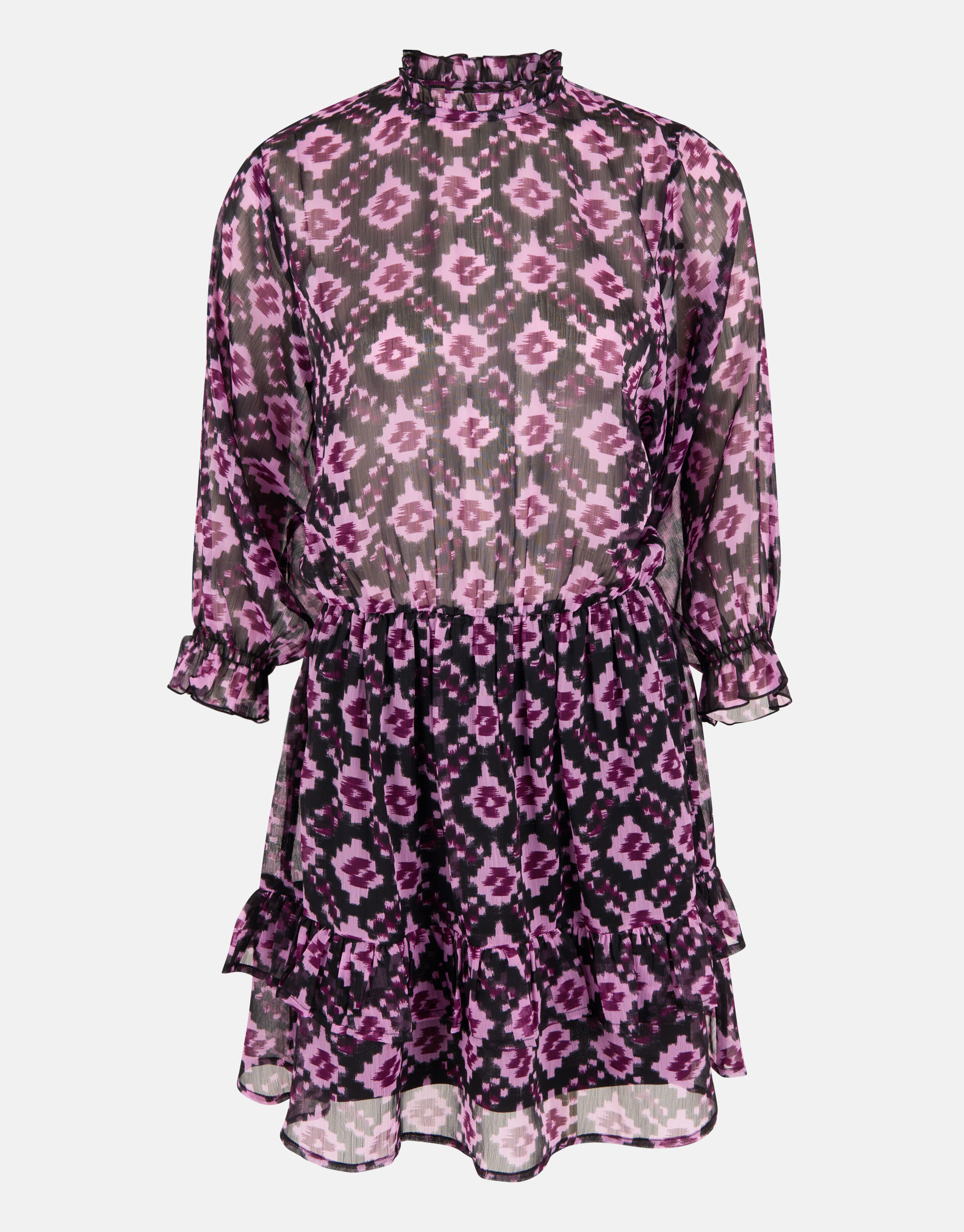 Bedrucktes Chiffonkleid Schwarz/Violett SHOEBY WOMEN