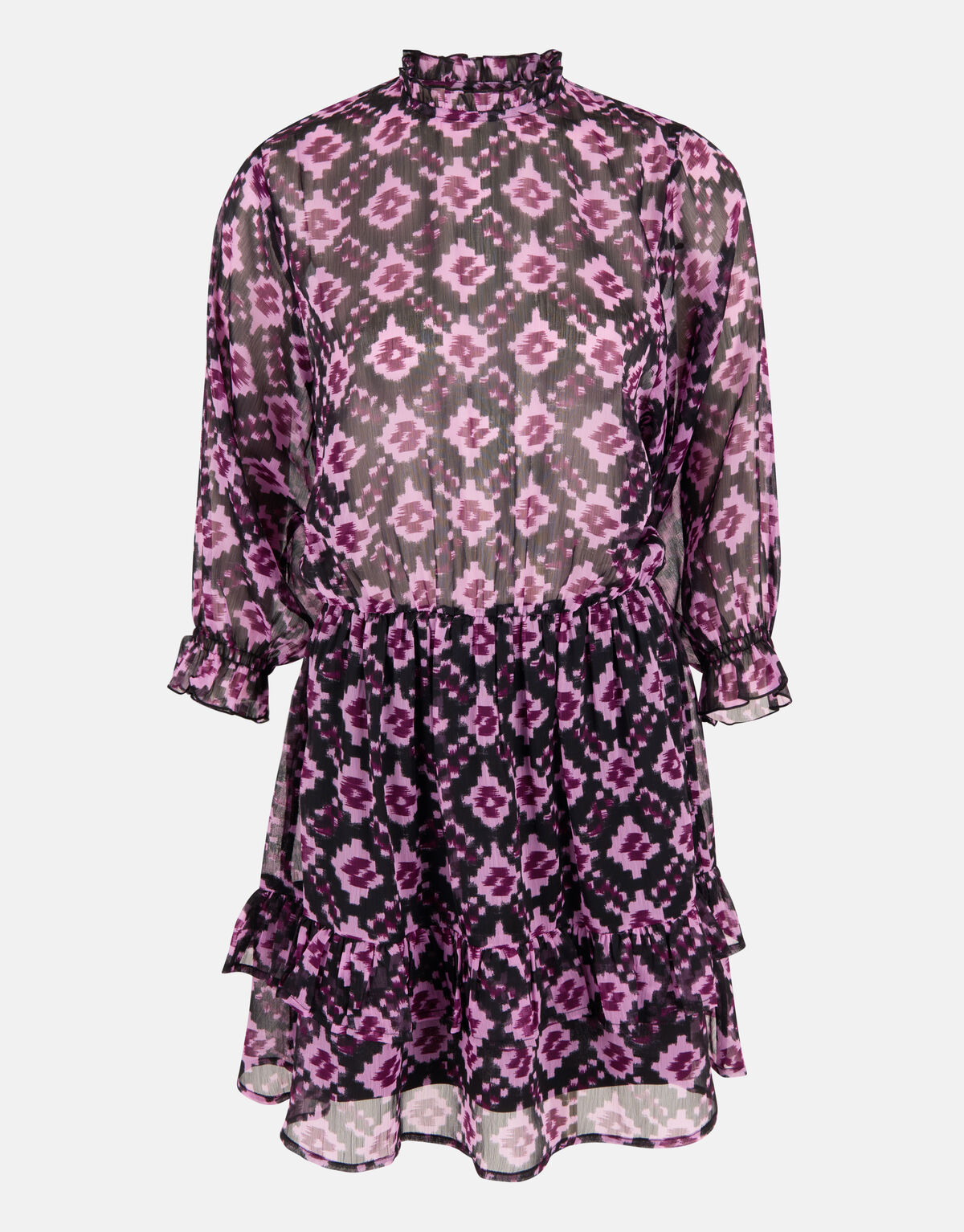 Bedrucktes Chiffonkleid Schwarz/Violett SHOEBY WOMEN