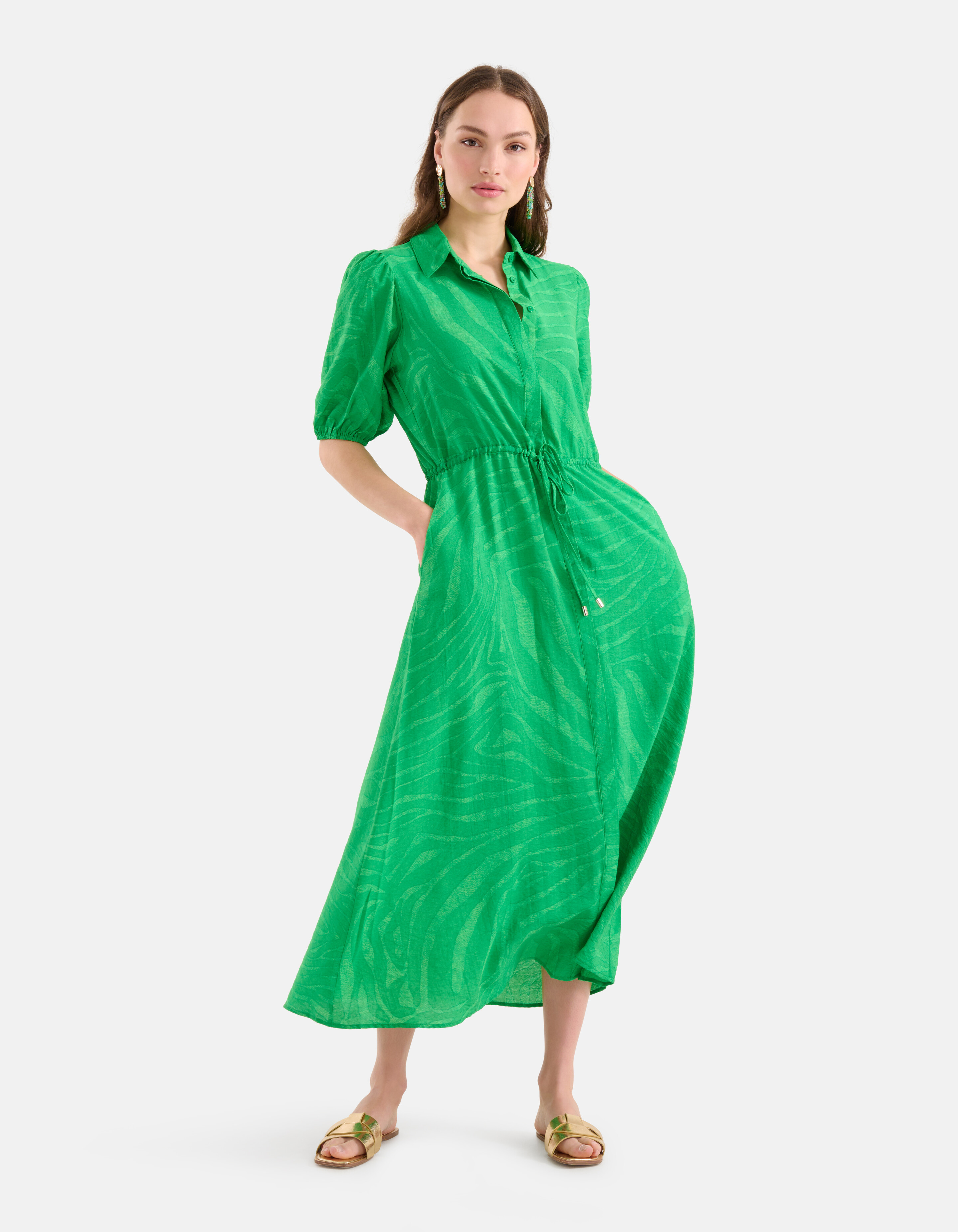 Zebra Print Maxikleid Grün SHOEBY WOMEN