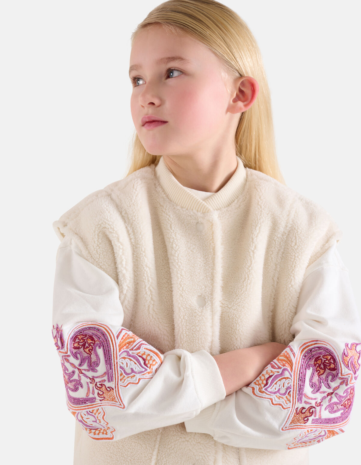 Kunstpelz-Gilet Off White SHOEBY GIRLS