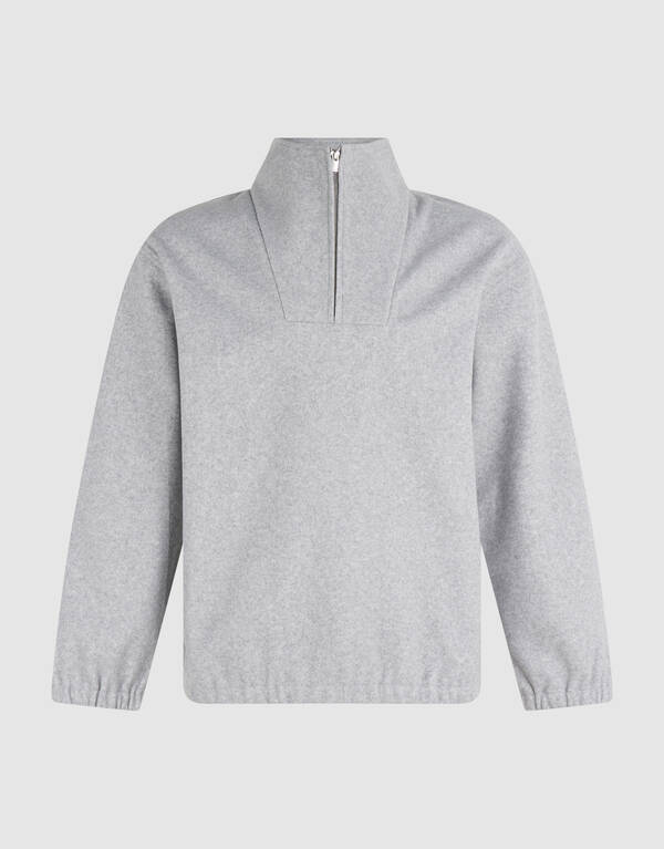 Zip High Neck Pullover Hellgrau SHOEBY MEN