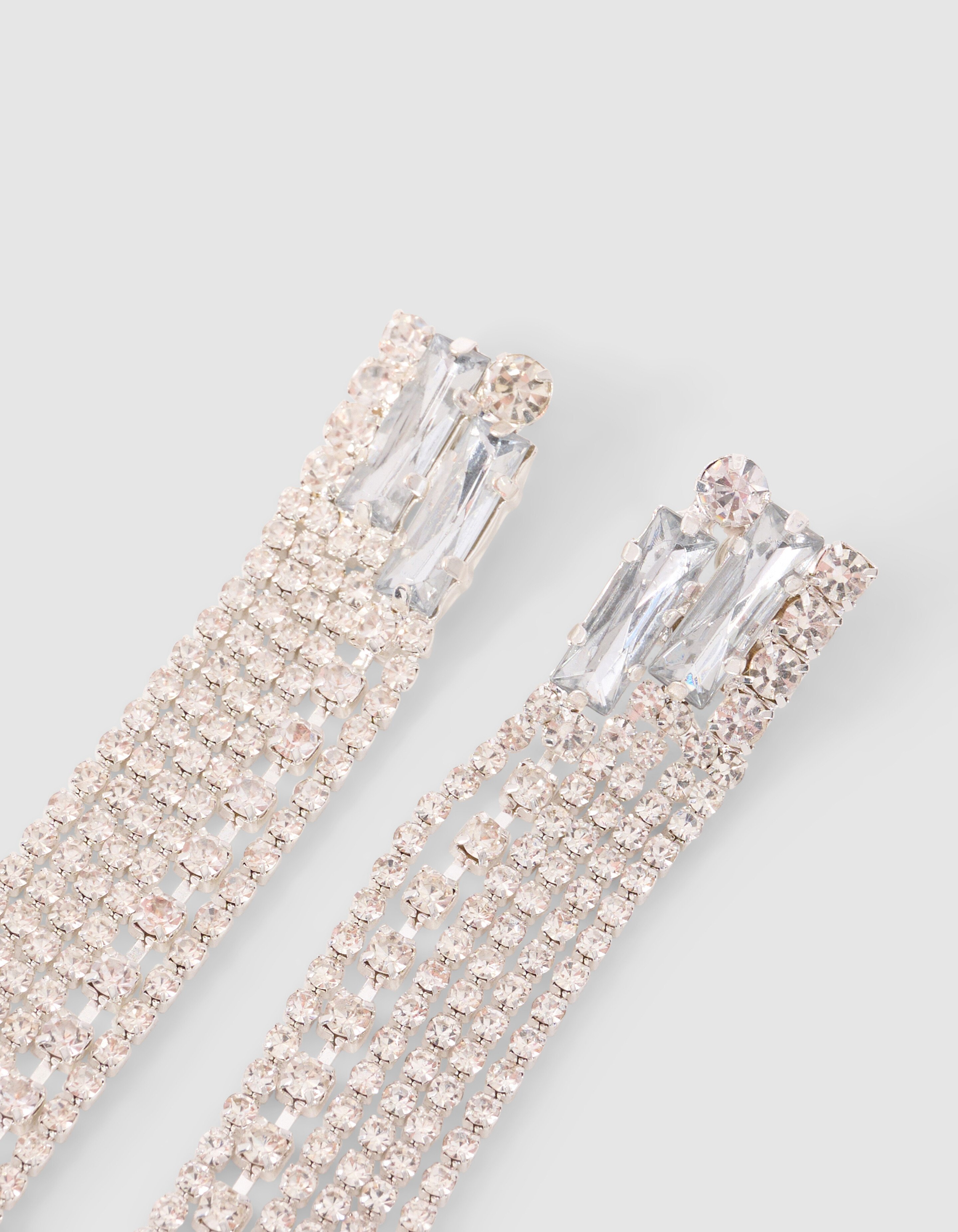 Lange Strass-Ohrringe aus Silber SHOEBY ACCESSOIRES