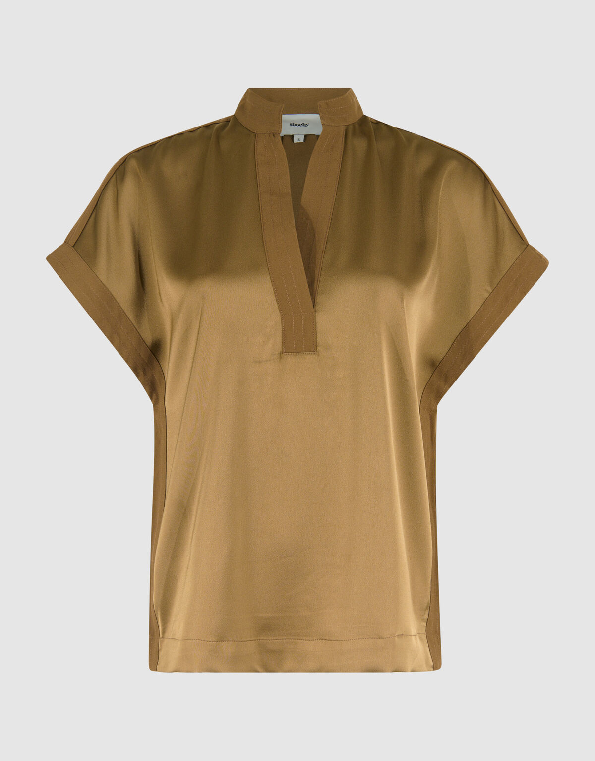 Satin Top mit V-Ausschnitt Camel SHOEBY WOMEN