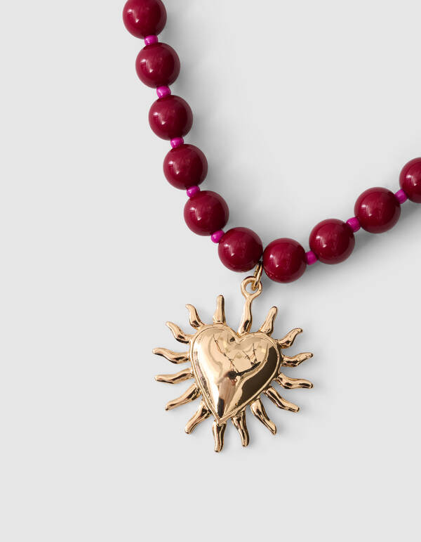 Beaded Sun Charm Kette Rot SHOEBY ACCESSOIRES