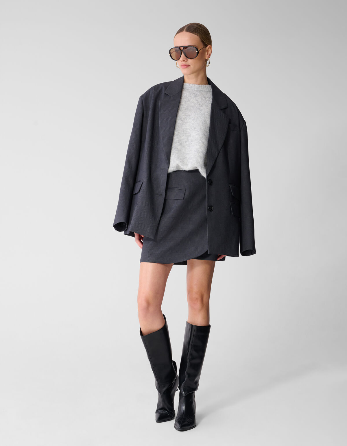 Minirock mit Karomuster Dunkelgrau SHOEBY WOMEN