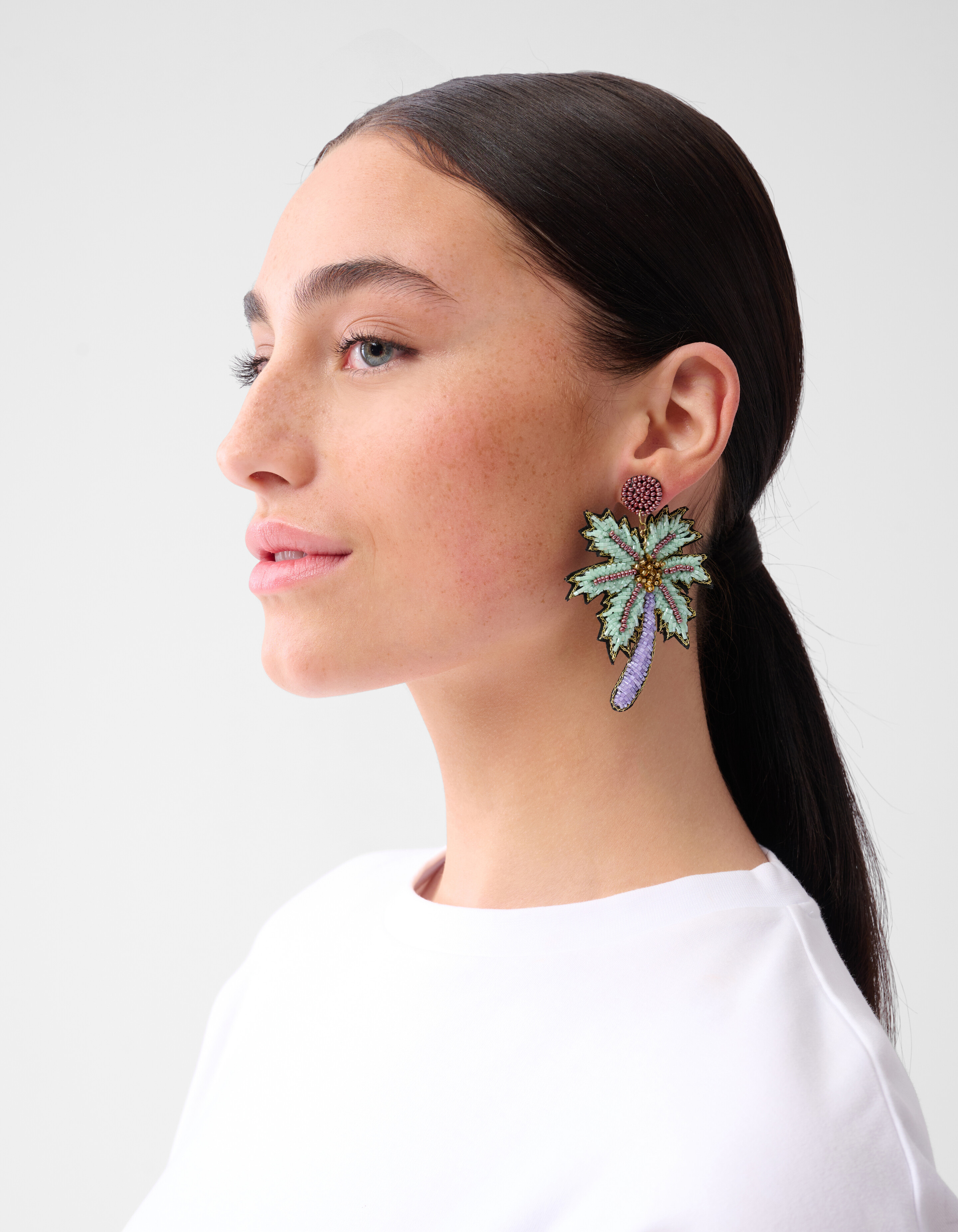 Perlenohrringe Palme Hellviolett SHOEBY ACCESSOIRES