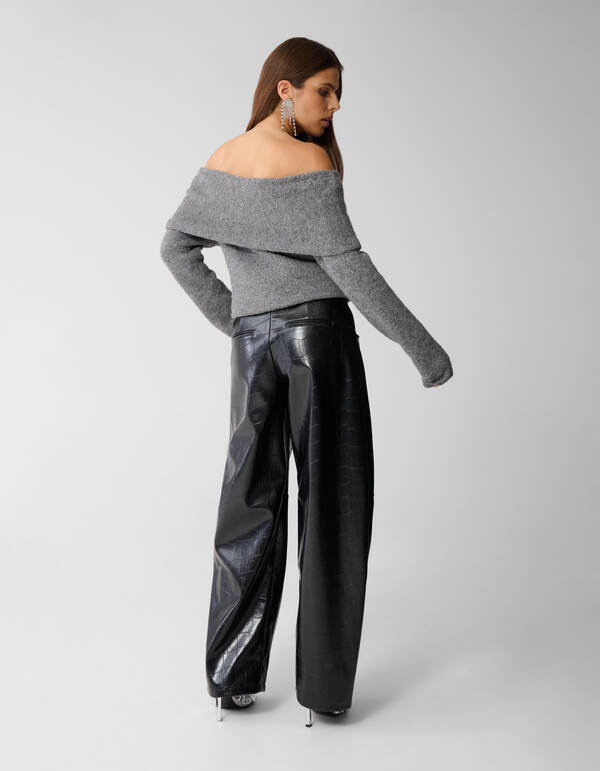 Off Shoulder Pullover Grau SHOEBY WOMEN