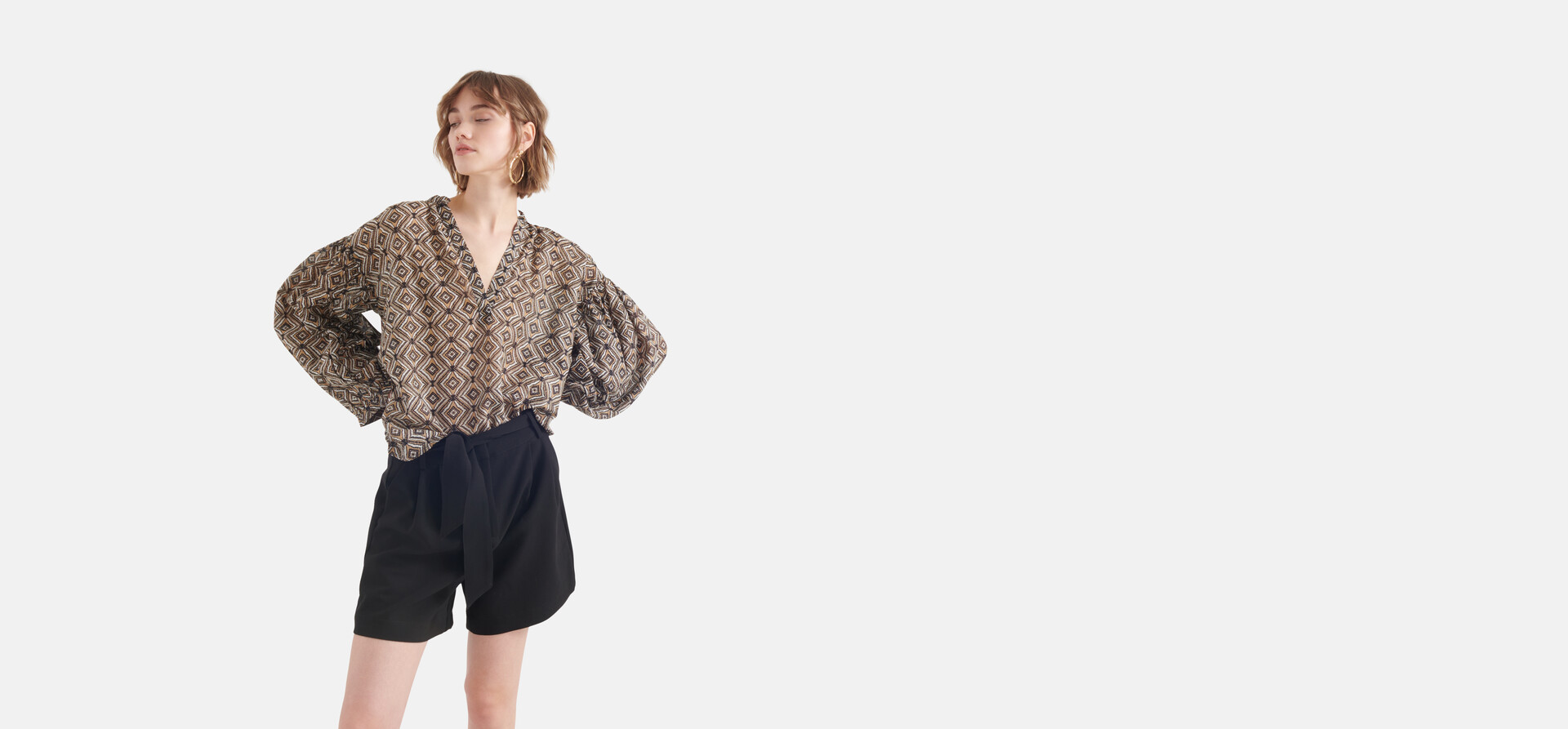 Bedruckte Voile-Bluse Braun SHOEBY WOMEN