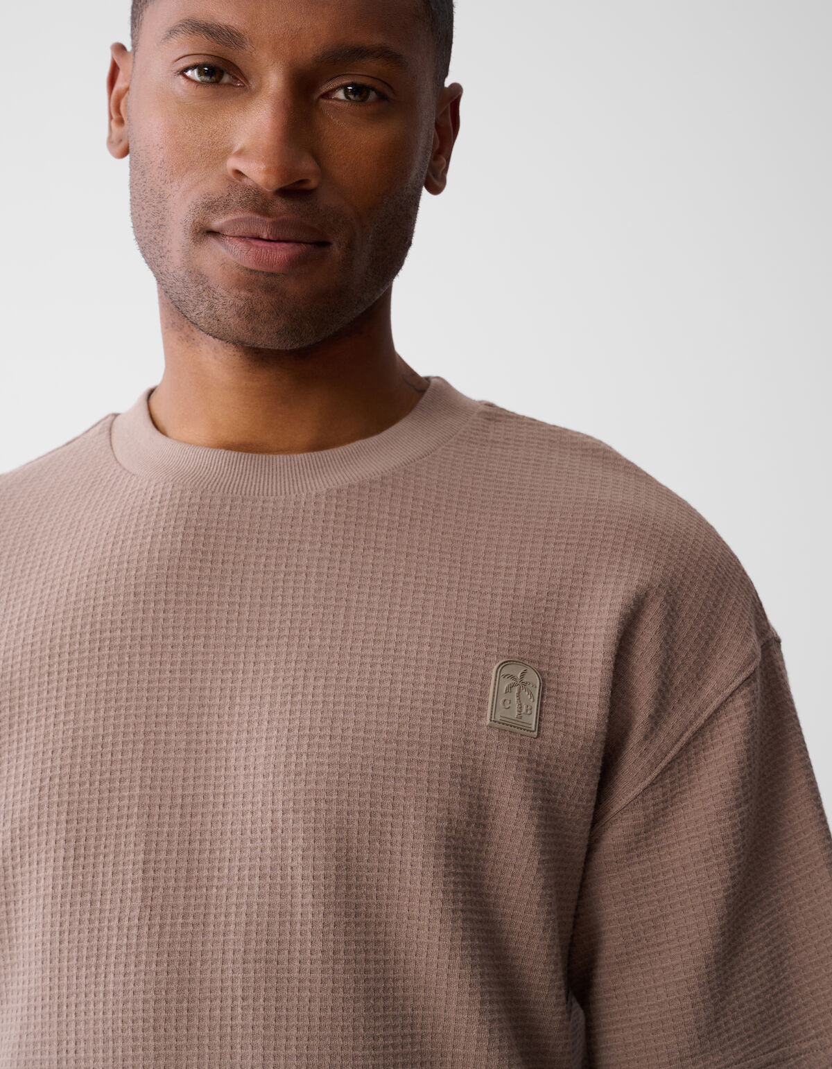 T-shirt mit Waffelstruktur Hellbraun SHOEBY MEN