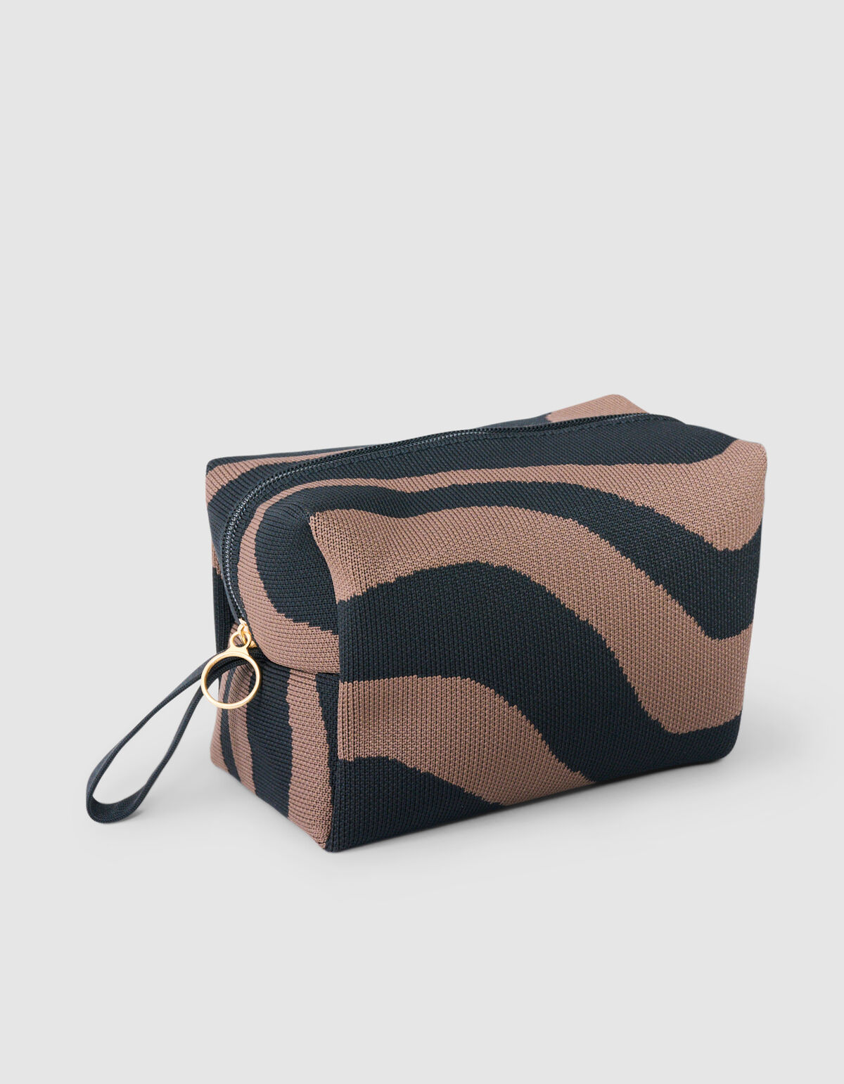 Gestrickte Kulturtasche Schwarz/Braun SHOEBY ACCESSOIRES