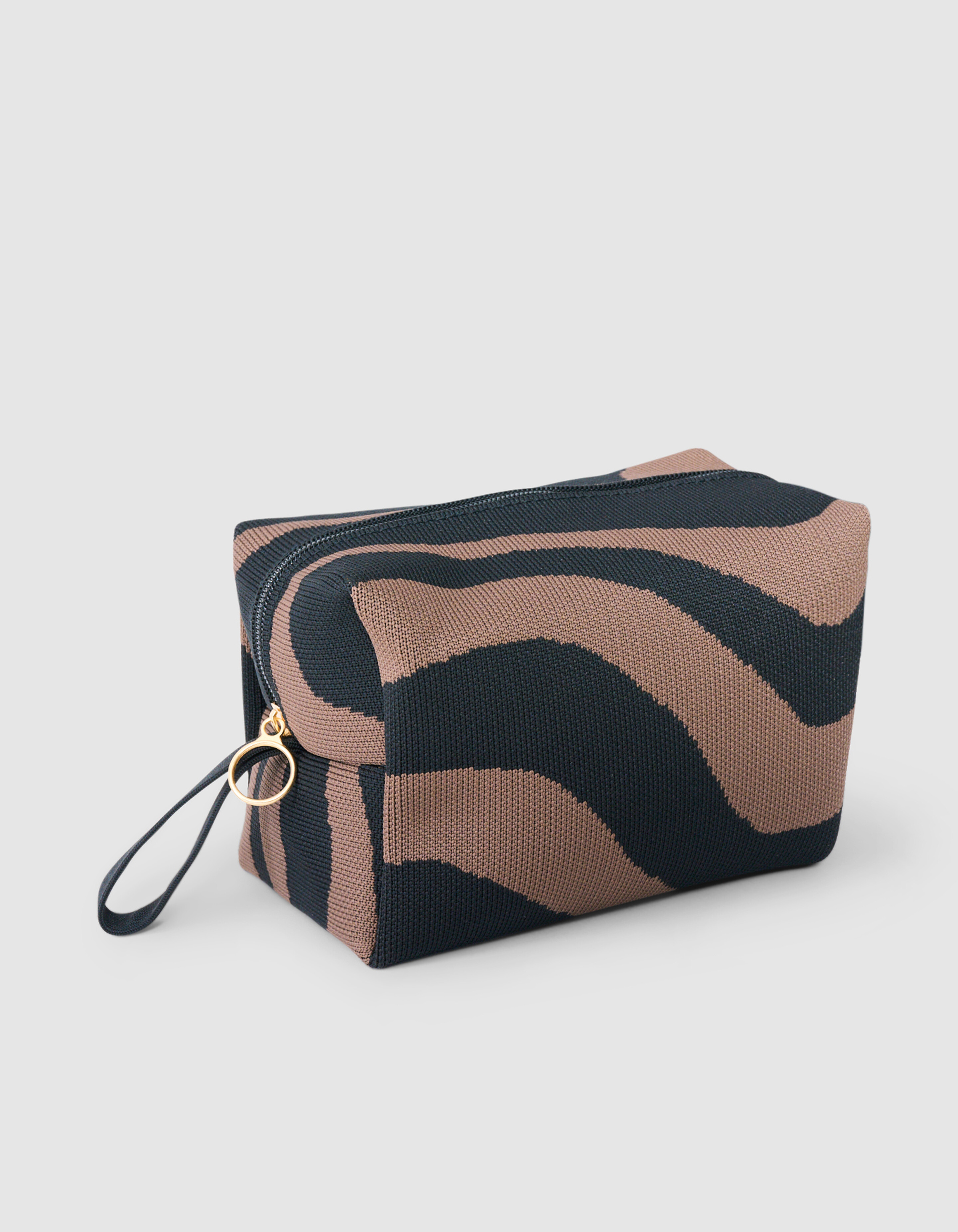 Gestrickte Kulturtasche Schwarz/Braun SHOEBY ACCESSOIRES
