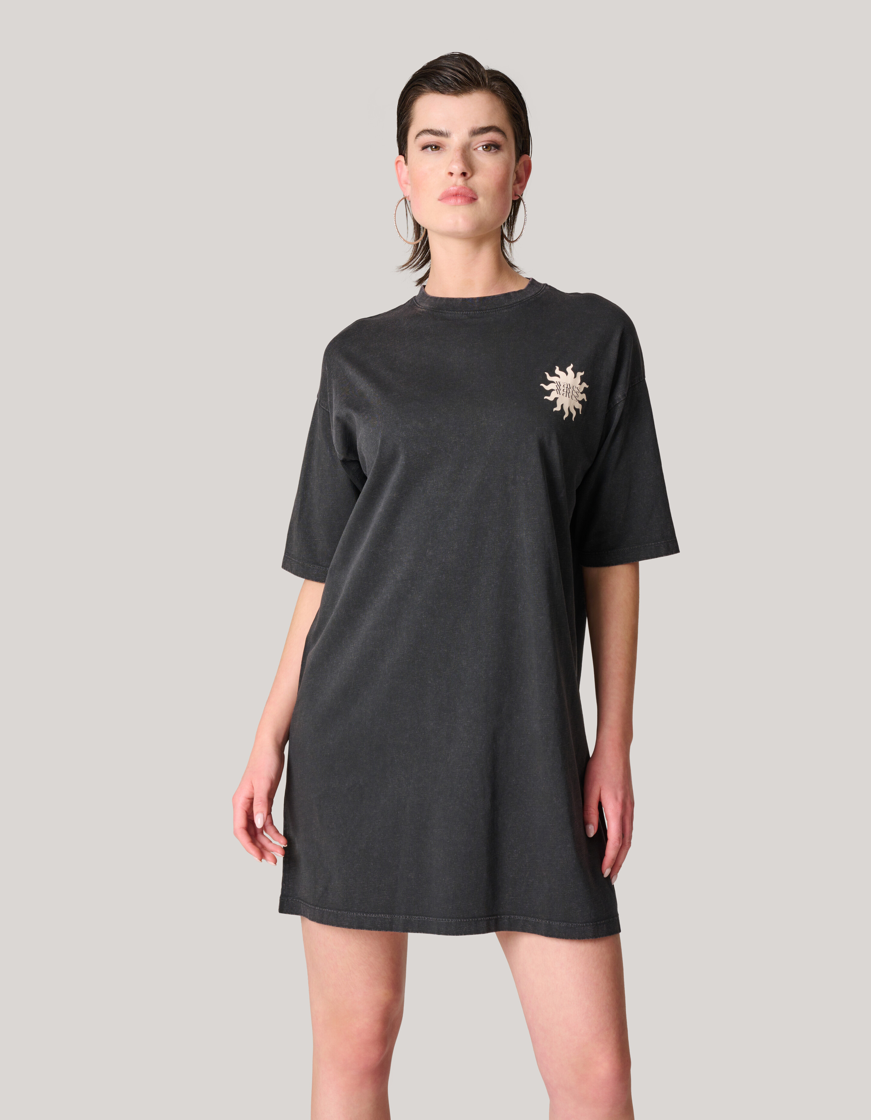 Gewaschenes T-Shirt-Kleid Dunkelgrau SHOEBY WOMEN