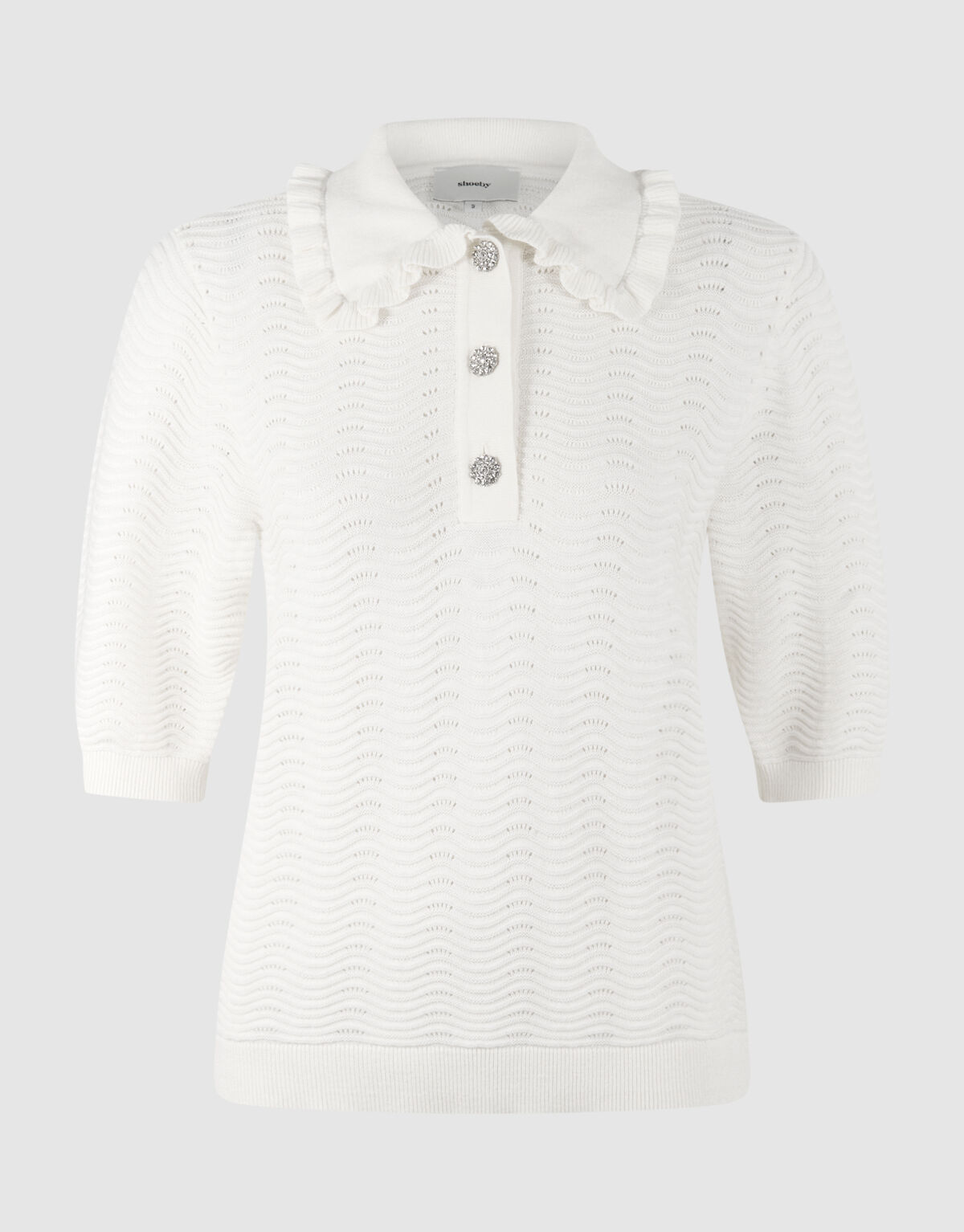Gestricktes R&uuml;schenshirt Polo Gebrochen Wei&szlig; SHOEBY WOMEN
