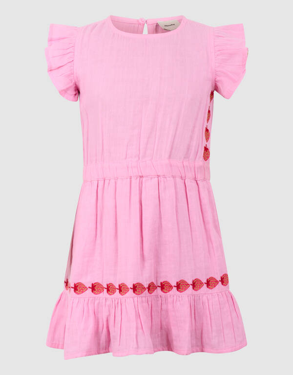 Erdbeerstickerei Mini Kleid Rosa SHOEBY GIRLS