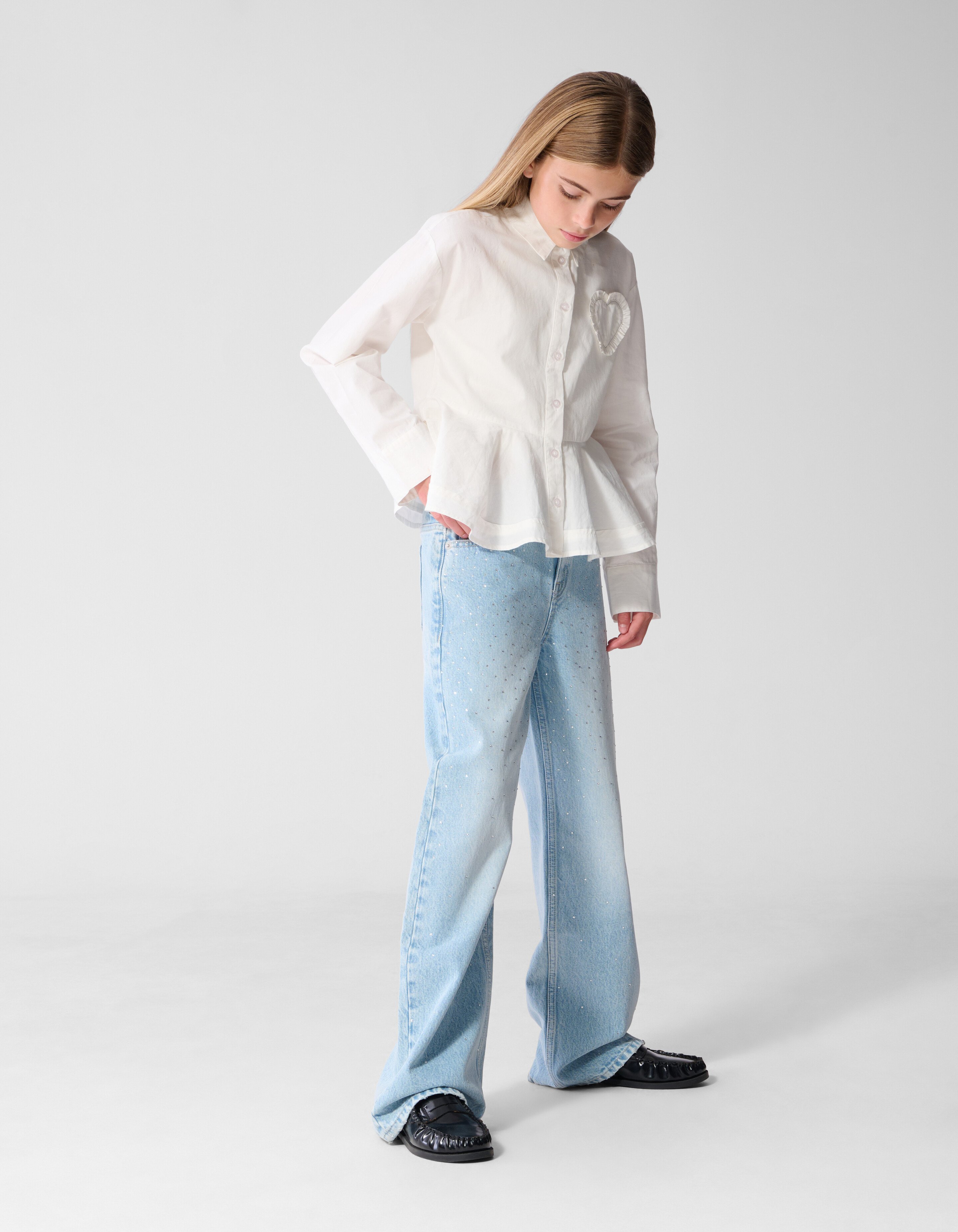 Strass Wide Leg Jeans Blau SHOEBY GIRLS