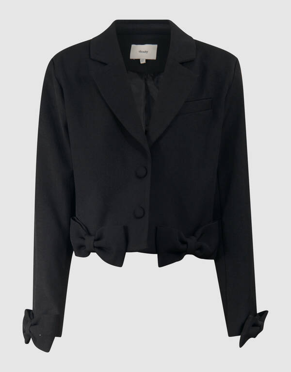 Cropped Bow Blazer Schwarz SHOEBY GIRLS
