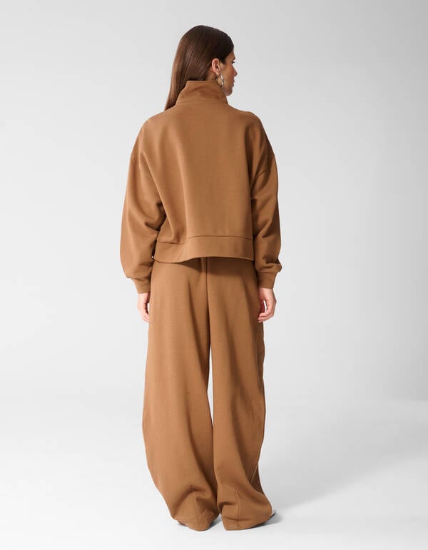 Oversized Zipper Pullover Braun SHOEBY WOMEN