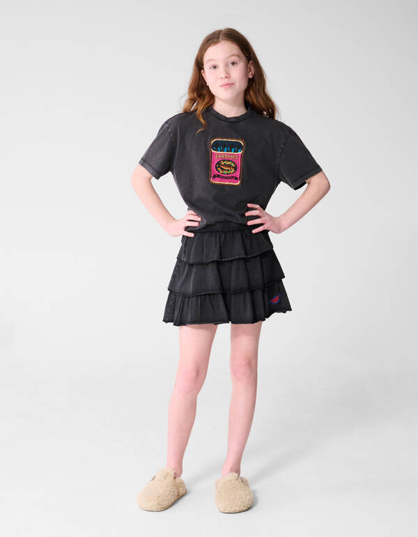 Fischstickerei T-Shirt Dunkelgrau SHOEBY GIRLS