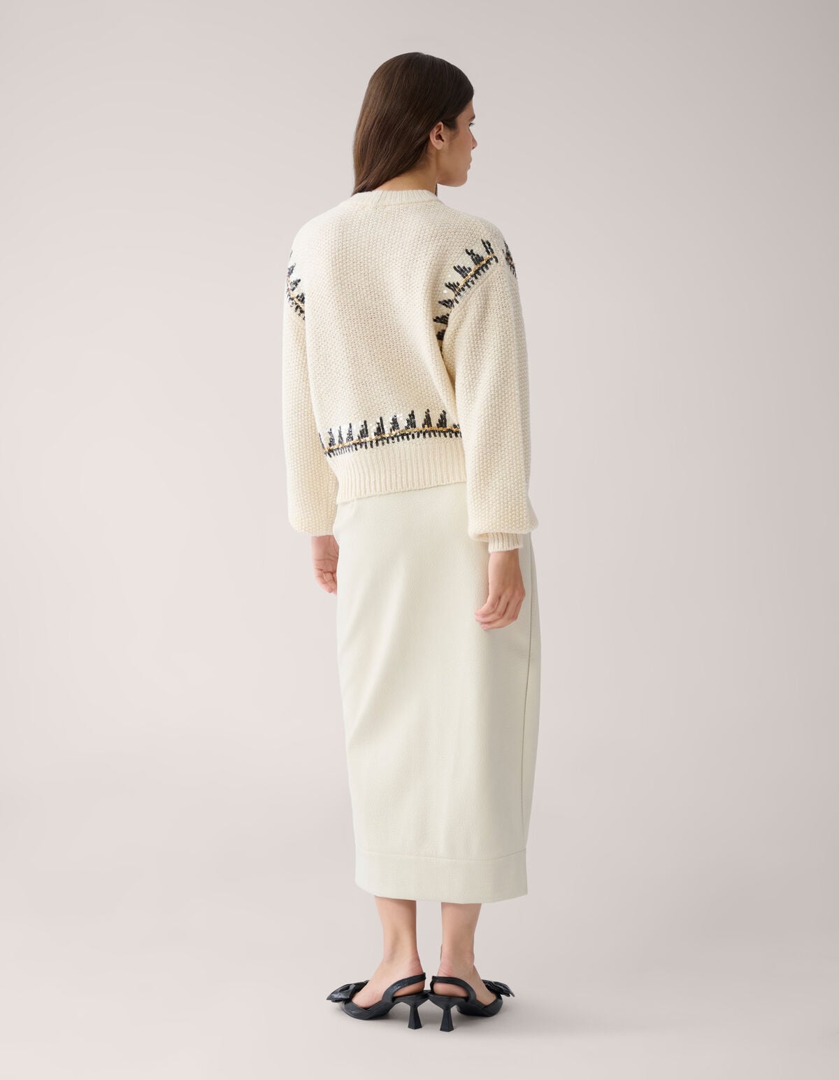 Gestrickter Pailetten-Pullover Off White von Mieke SHOEBY WOMEN