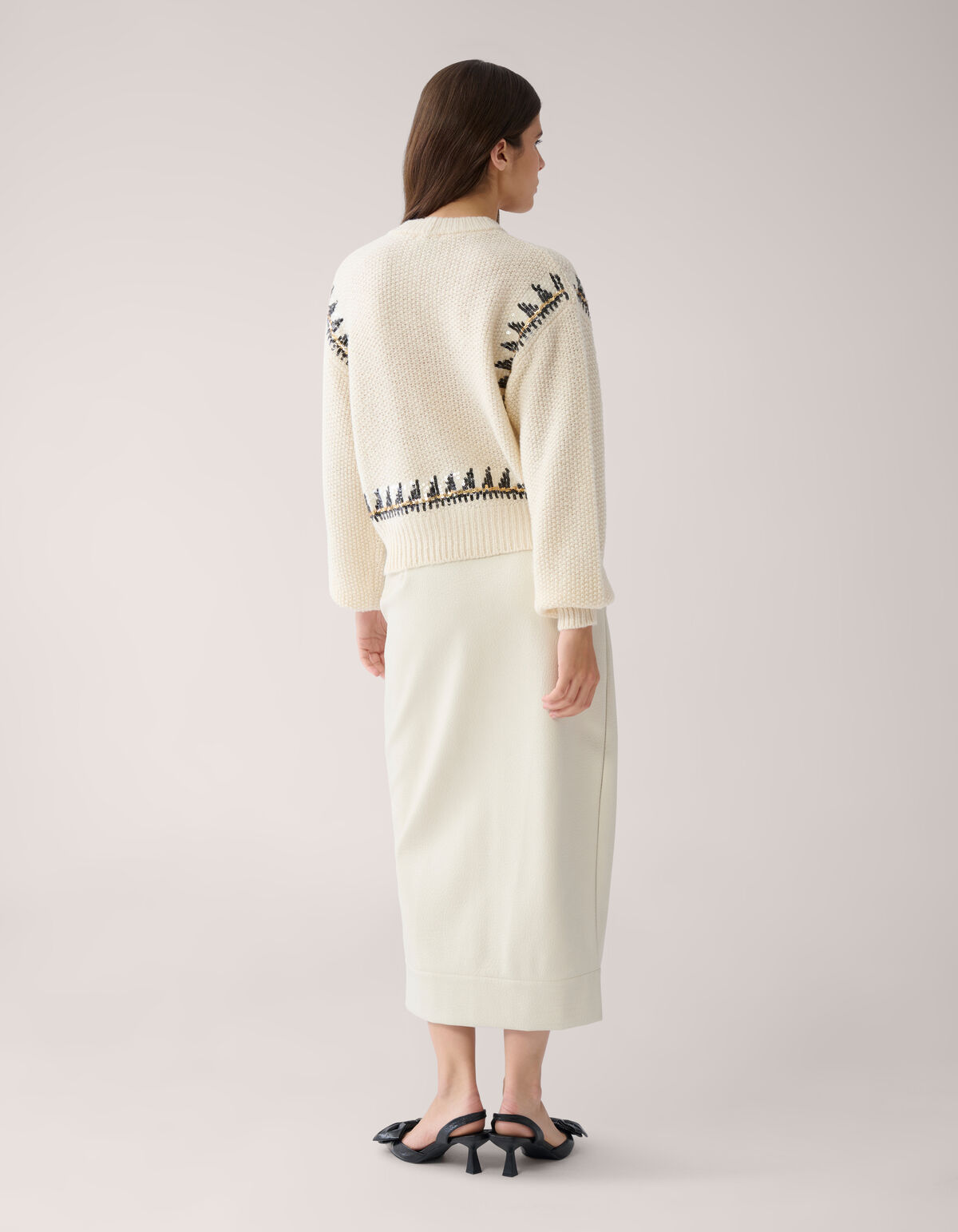 Gestrickter Pailetten-Pullover Off White von Mieke SHOEBY WOMEN