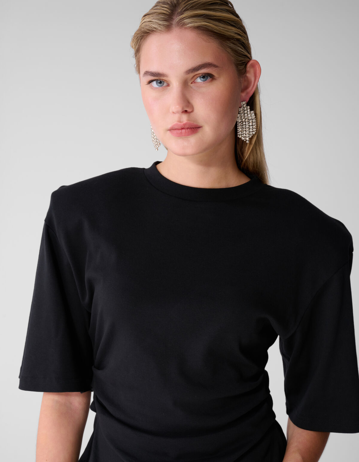 Schwarzes T-Shirt mit Taillenbund SHOEBY WOMEN