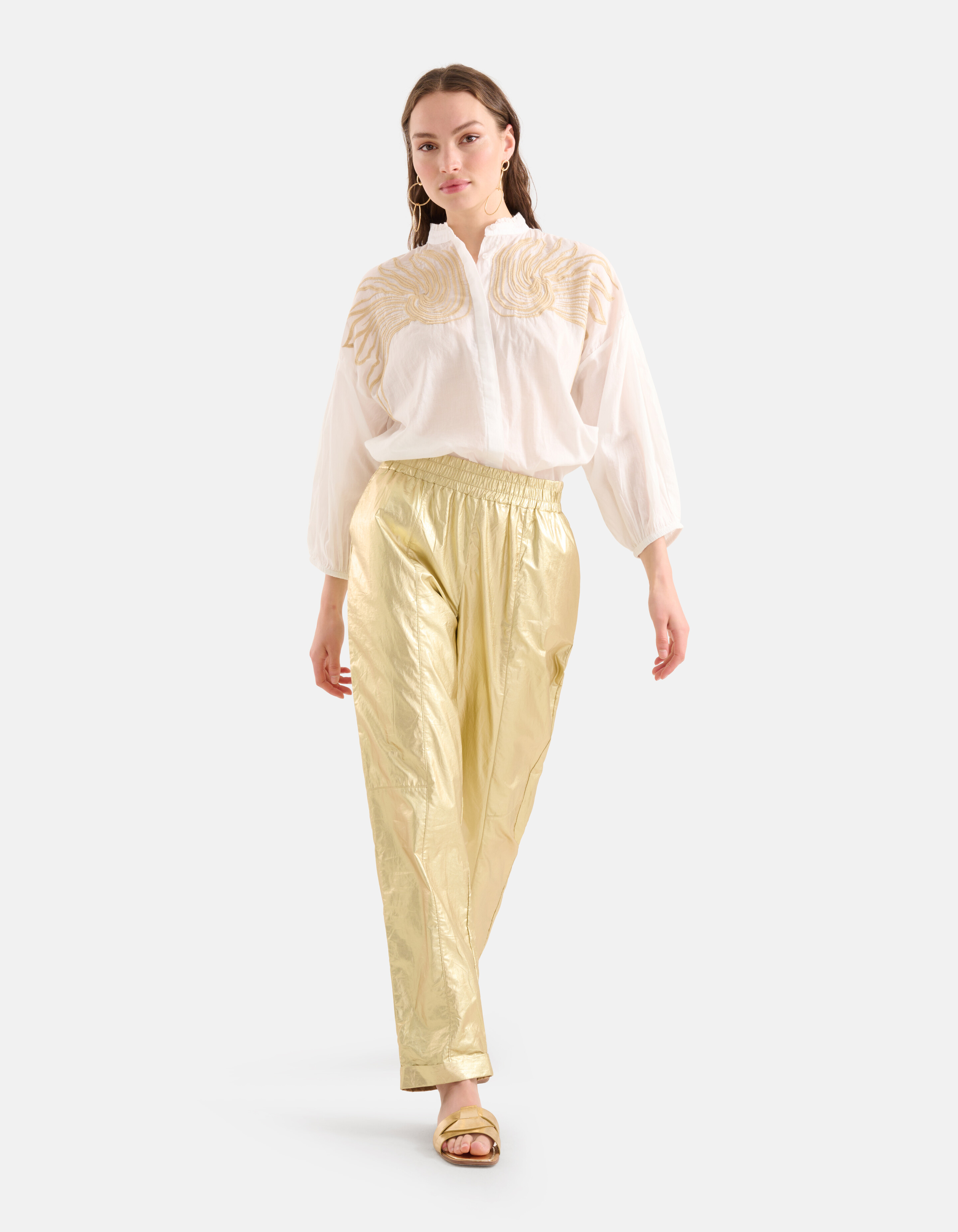 Bluse mit Stickerei Weiß SHOEBY WOMEN