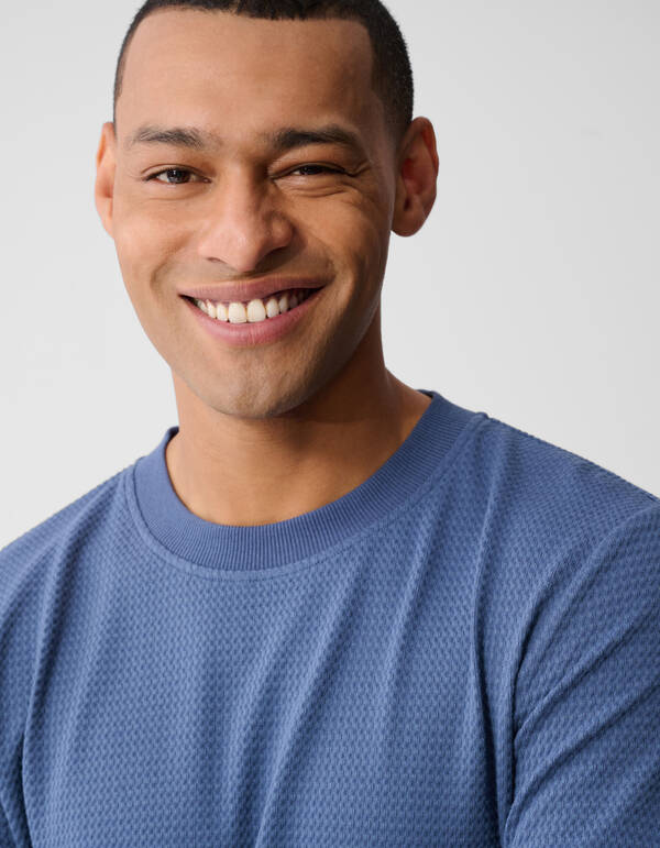 Structure Langarm-T-Shirt Blau SHOEBY MEN