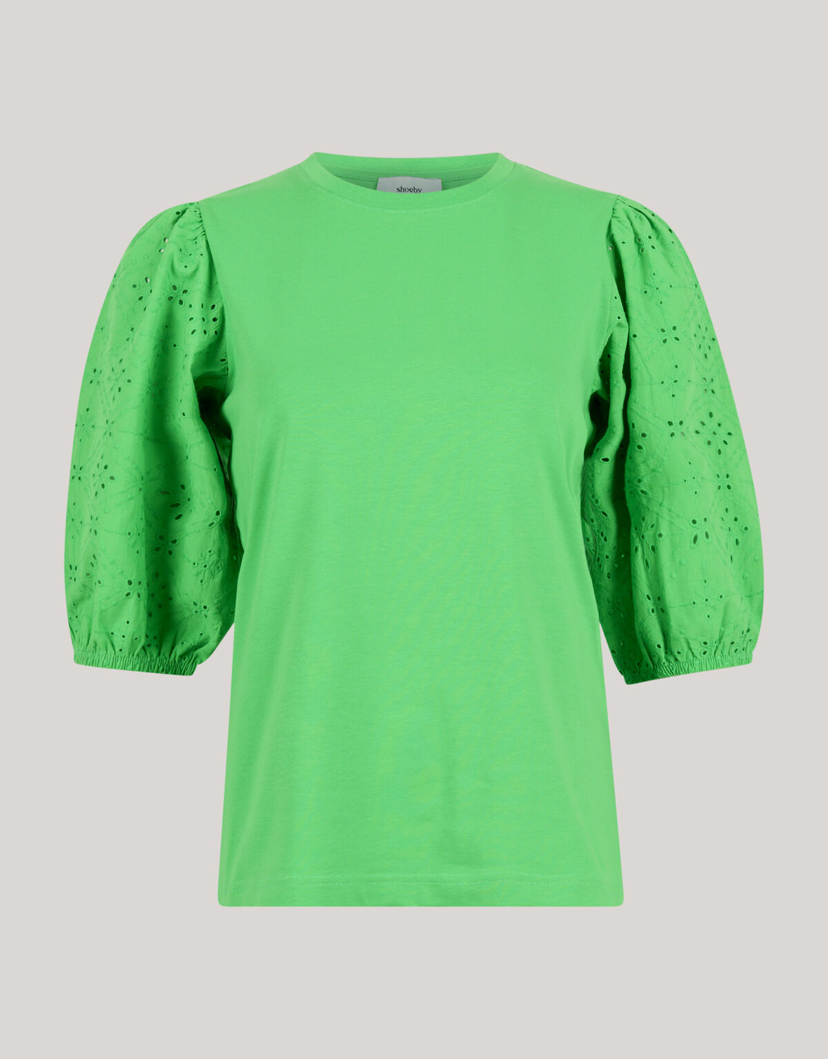 Besticktes T-Shirt mit Puffärmeln Grün SHOEBY WOMEN
