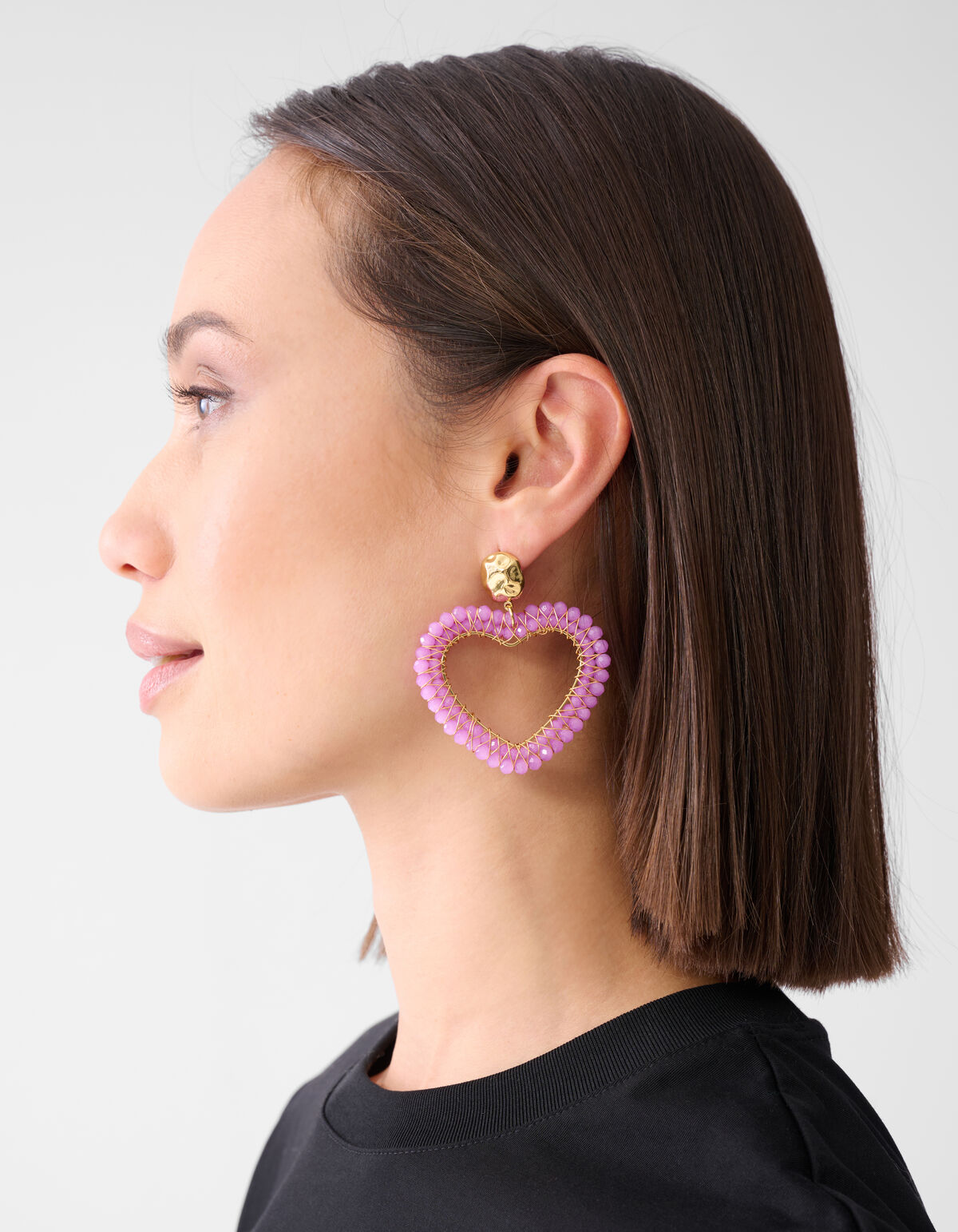 Perlenohrringe Herz Rosa SHOEBY ACCESSOIRES