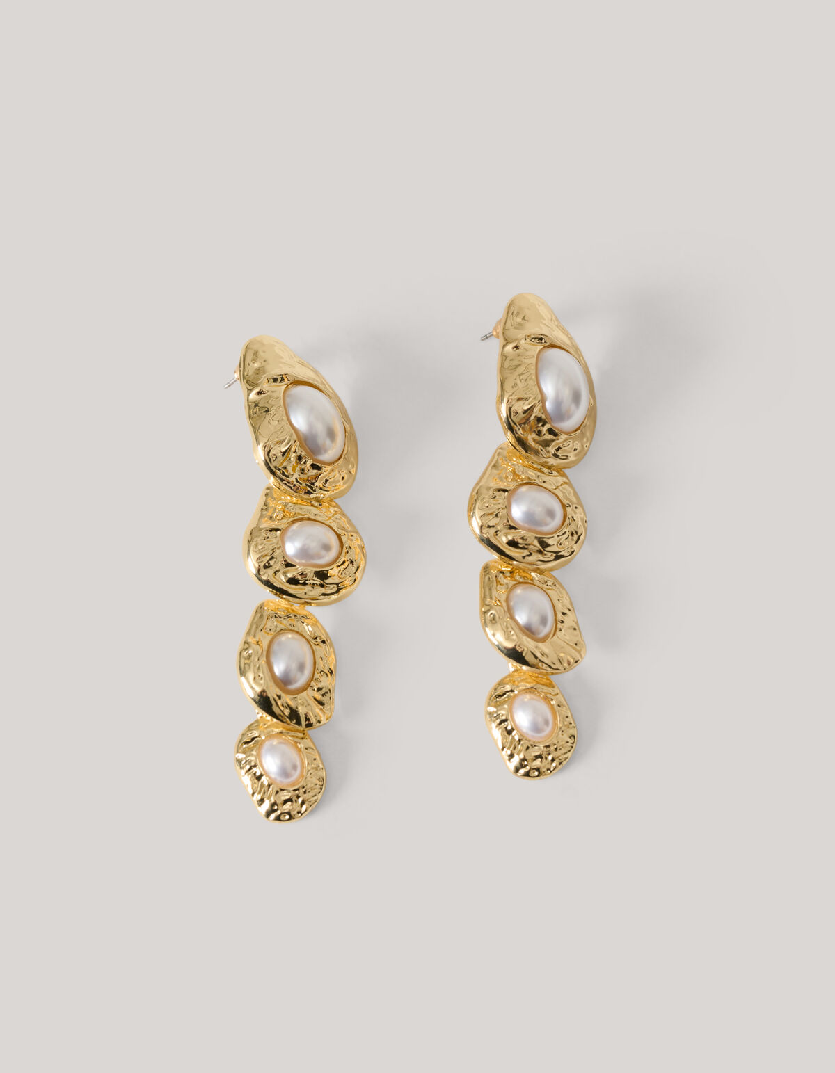 Geh&auml;mmerte Perlenohrringe Gold SHOEBY ACCESSOIRES