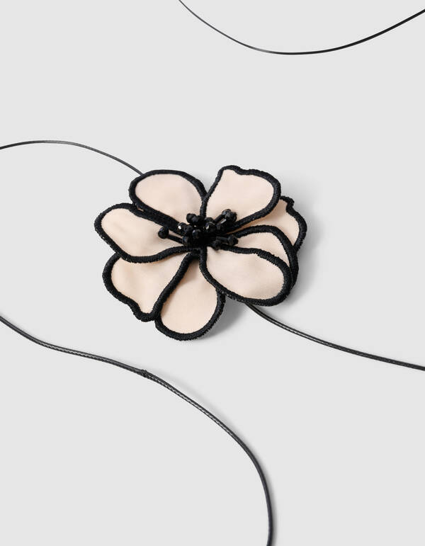 Blumen-Corsage-Kette Schwarz/Weiß SHOEBY ACCESSOIRES