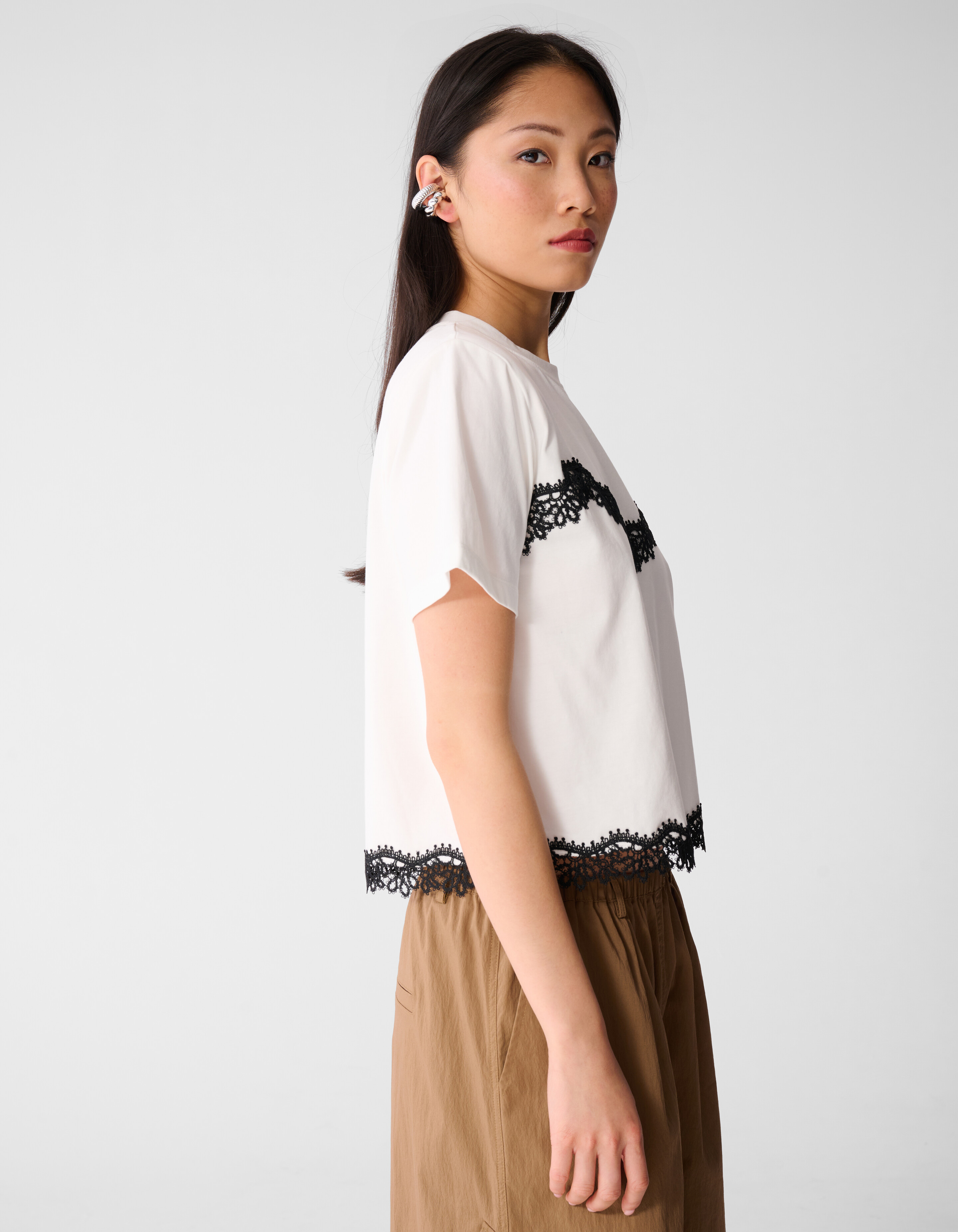 Kanten T-Shirt Wei&szlig; SHOEBY WOMEN