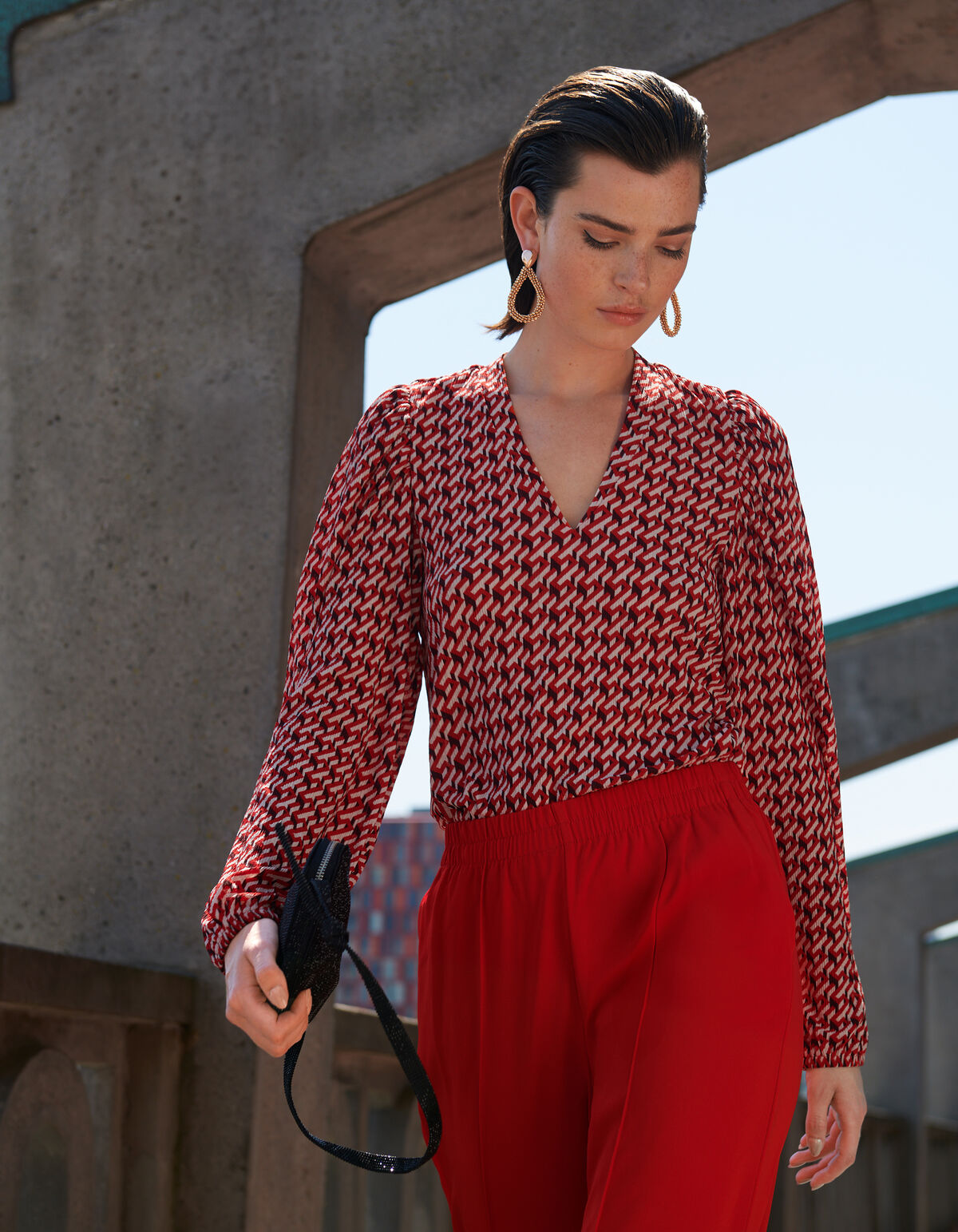 Grafik Crinkle Top Rot SHOEBY WOMEN