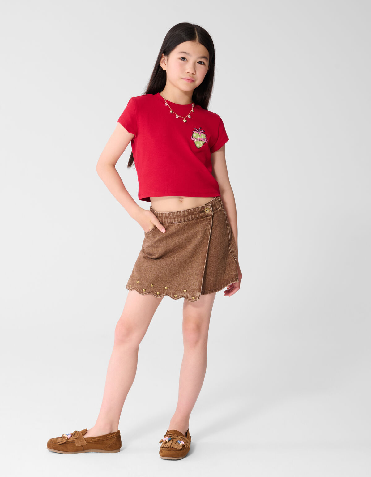 Rib Les Fraises Crop-Top Rot SHOEBY GIRLS