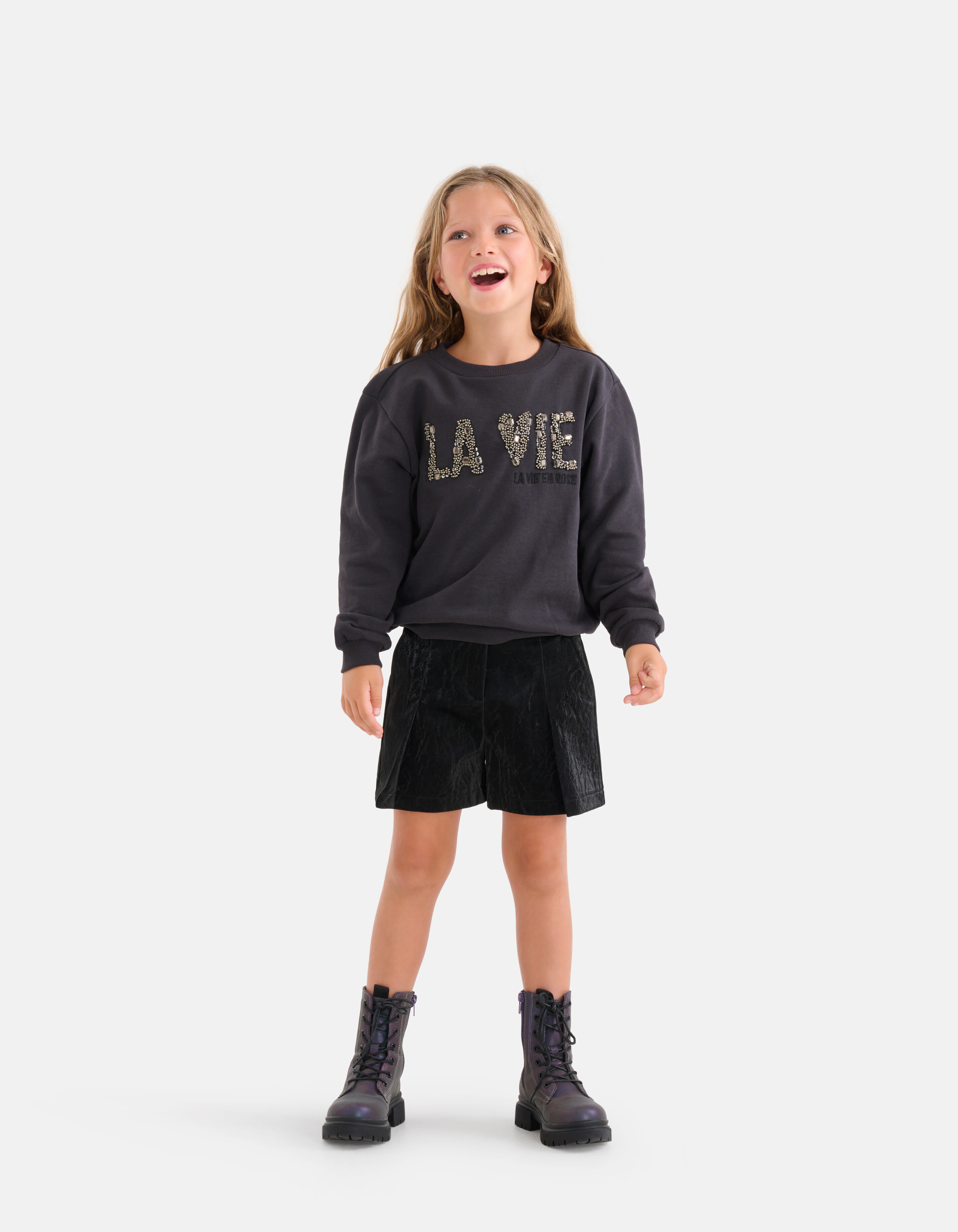 Nieten-Pullover Dunkelgrau SHOEBY GIRLS
