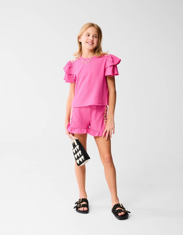 Gehäkelte Crinkle Short Rosa SHOEBY GIRLS