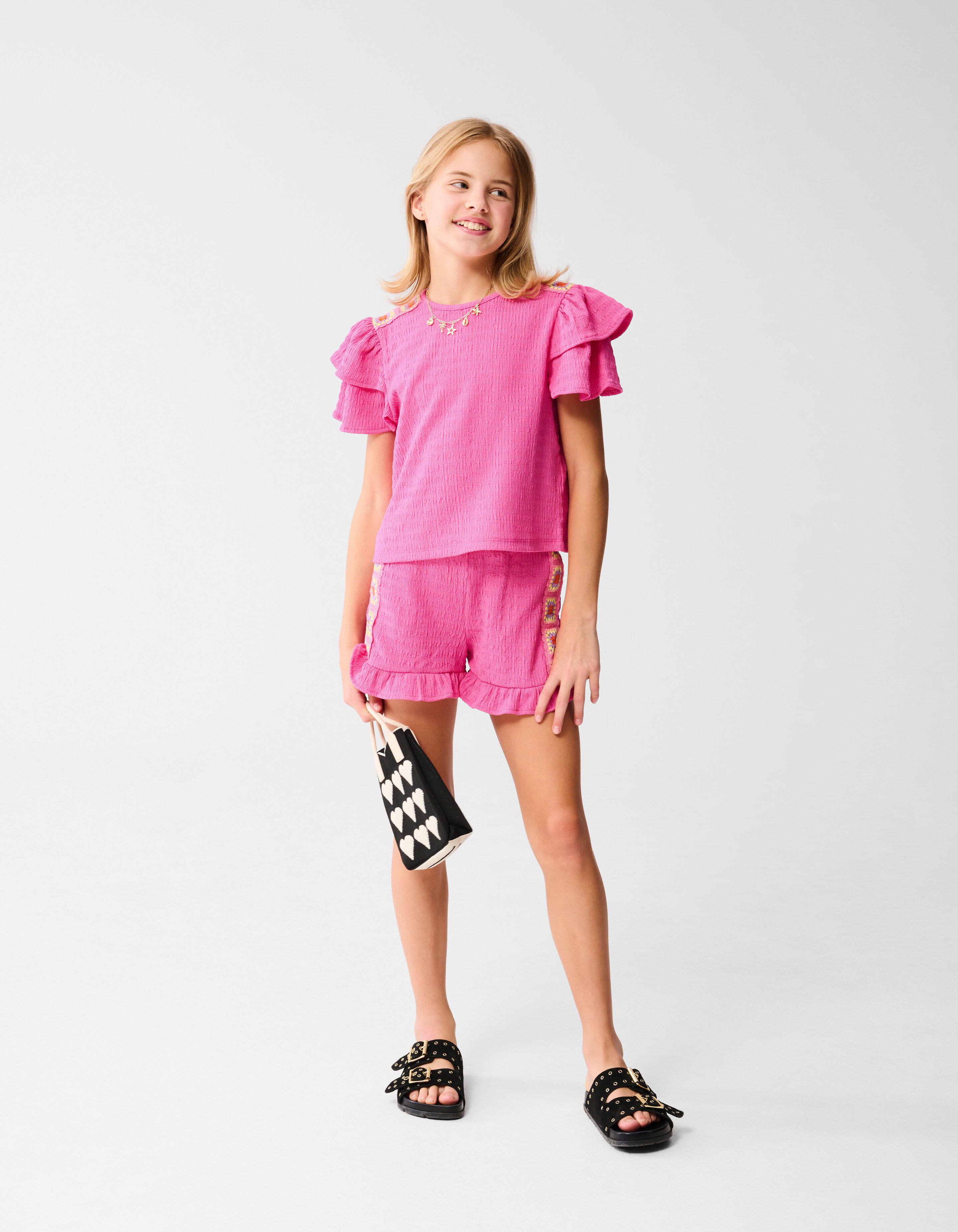 Gehäkelte Crinkle Short Rosa SHOEBY GIRLS