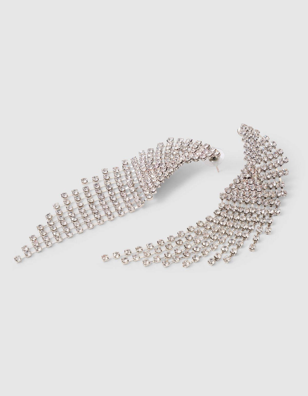 Große Welle Strass Ohrringe Silber SHOEBY ACCESSOIRES