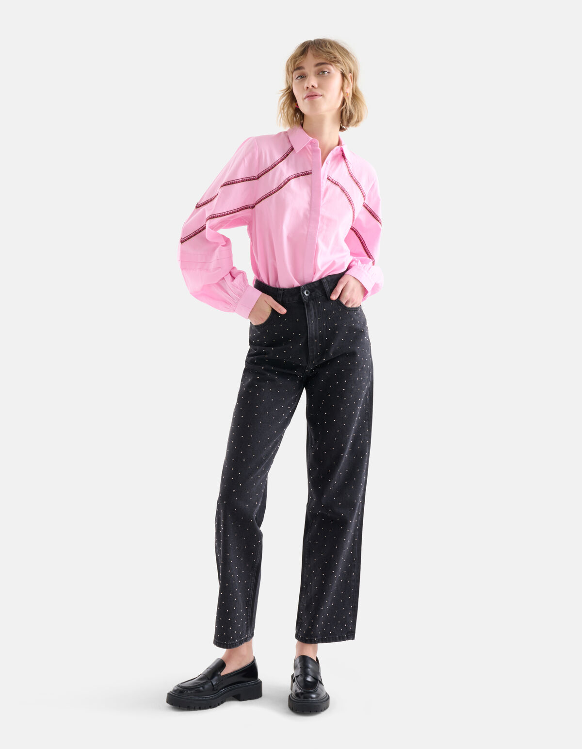 Bluse mit Stickerei Rosa SHOEBY WOMEN