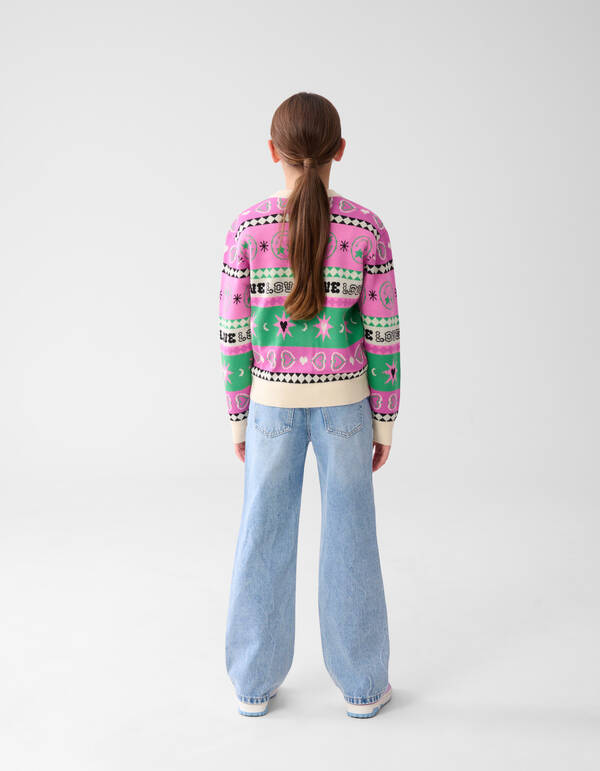 Bedruckte Strickjacke Off White SHOEBY GIRLS