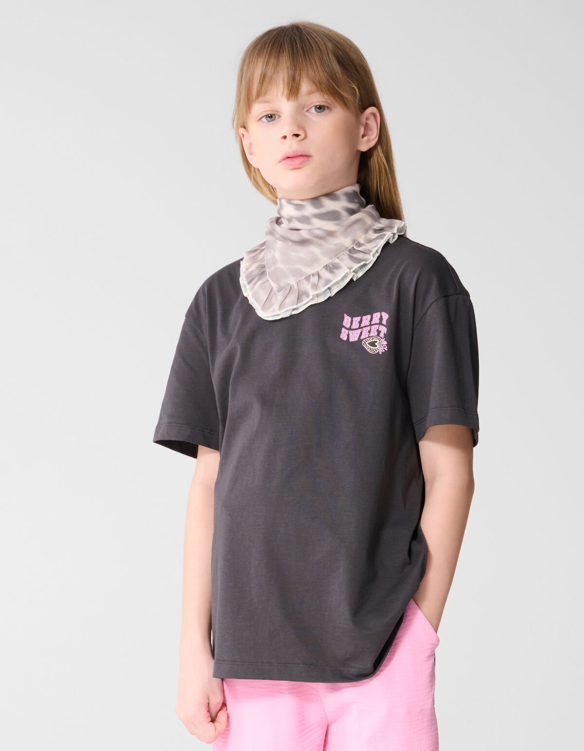 Erdbeer-Kunst T-Shirt Dunkelgrau SHOEBY GIRLS