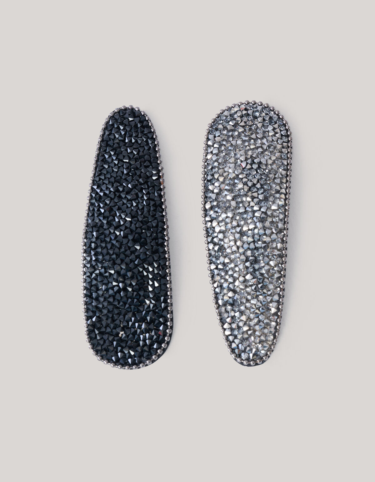 Strass-Haarspangen Silber/Schwarz SHOEBY ACCESSOIRES
