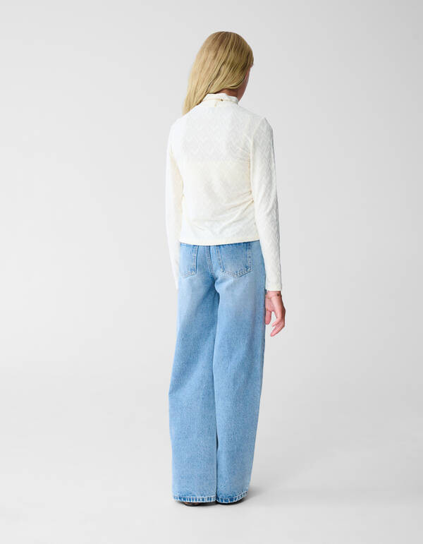 All-Over Heart Longsleeve Top Off-White SHOEBY GIRLS