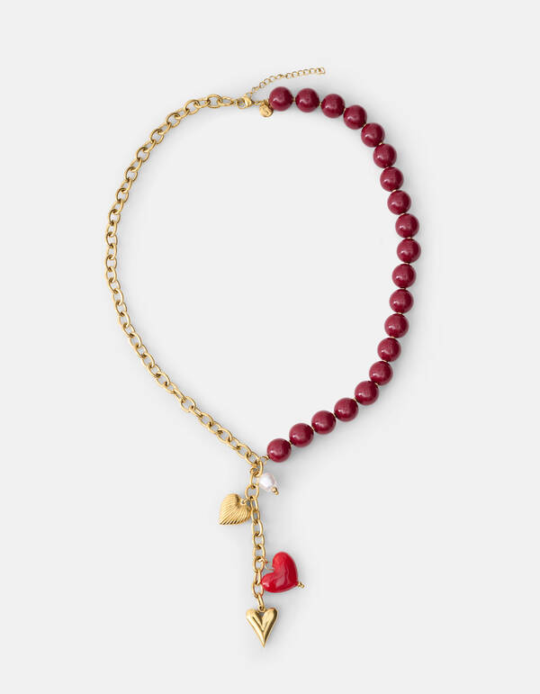 Perlenanhänger-Halskette, Dunkelrot SHOEBY ACCESSOIRES