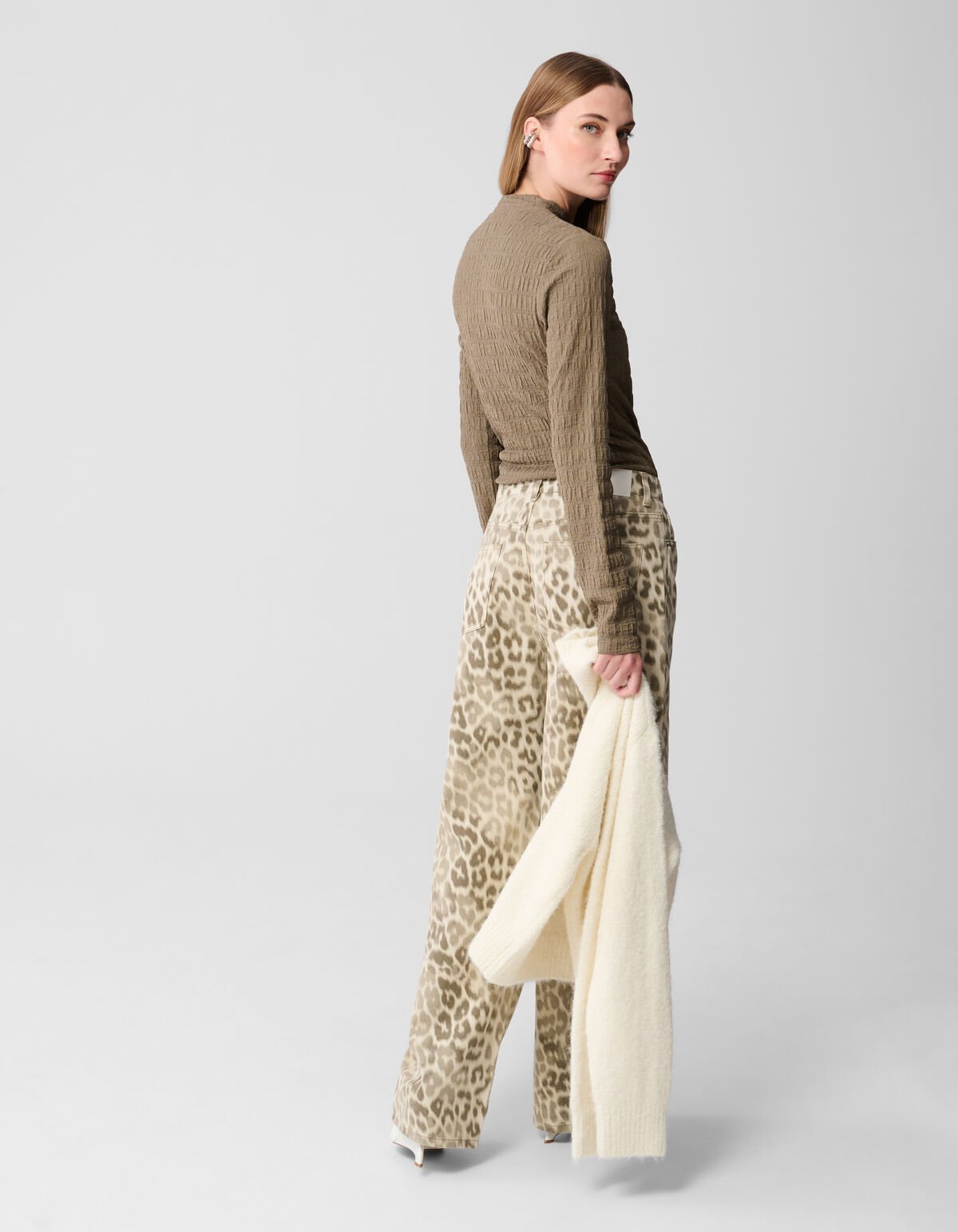 Struktur Langarmshirt Top Khaki SHOEBY WOMEN