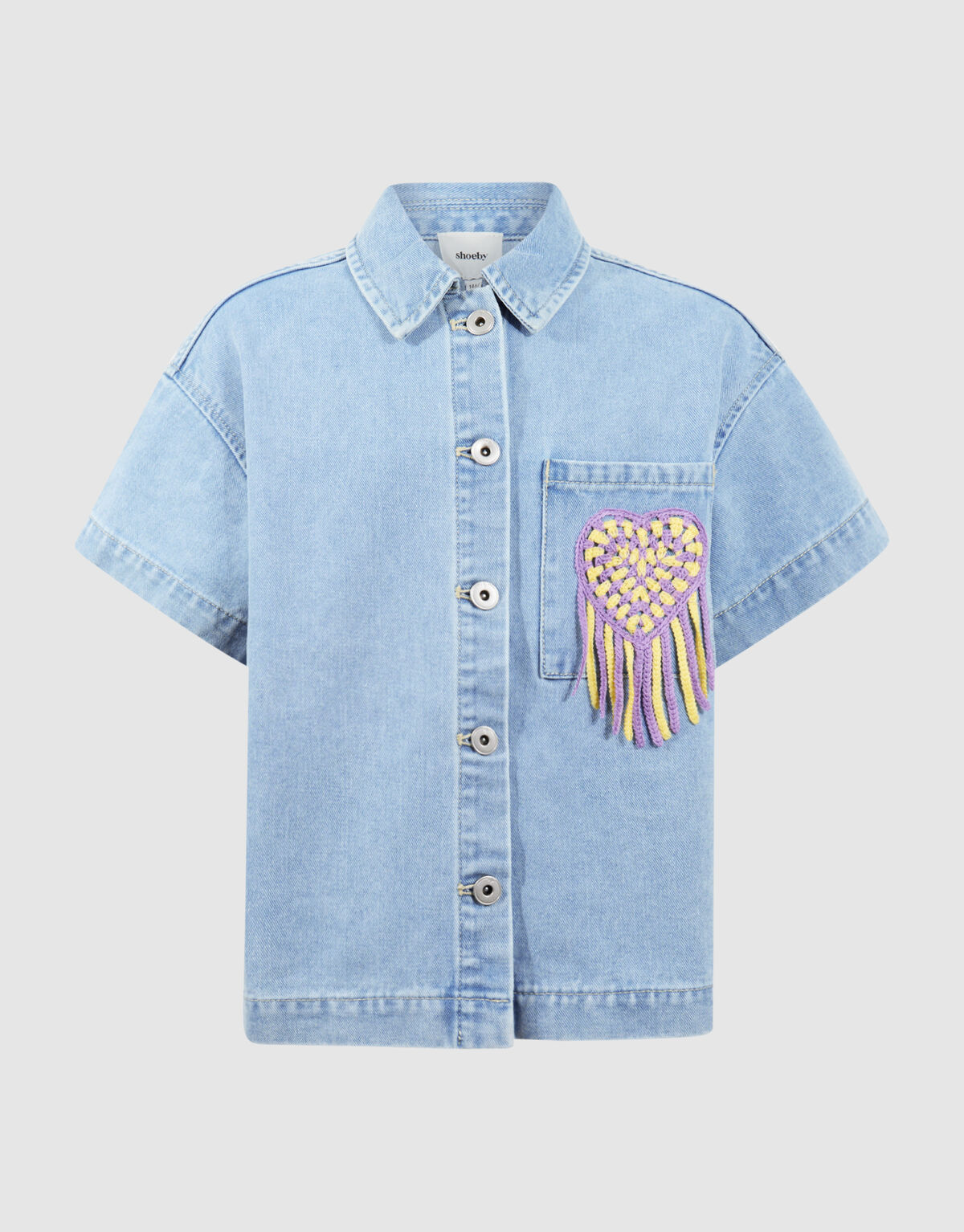 H&auml;kel-Jeansbluse Hellblau SHOEBY GIRLS