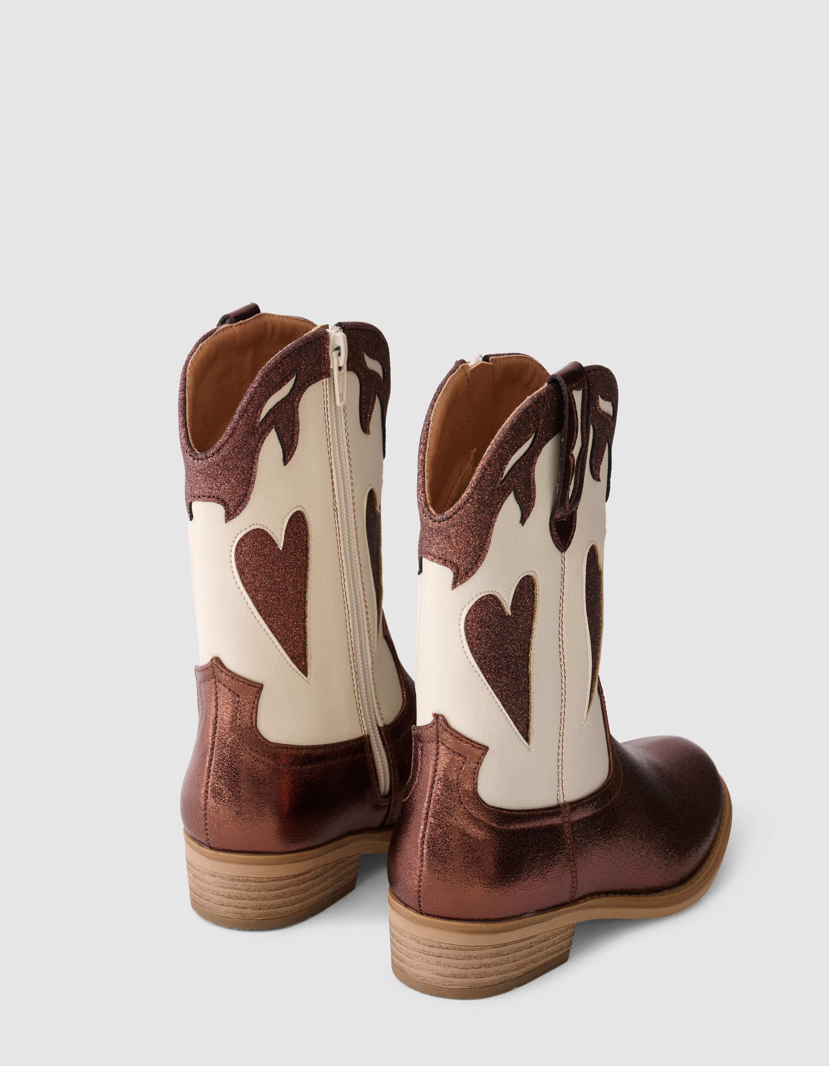 Western Shiny Heart Stiefel Braun SCHOENEN SHOEBY