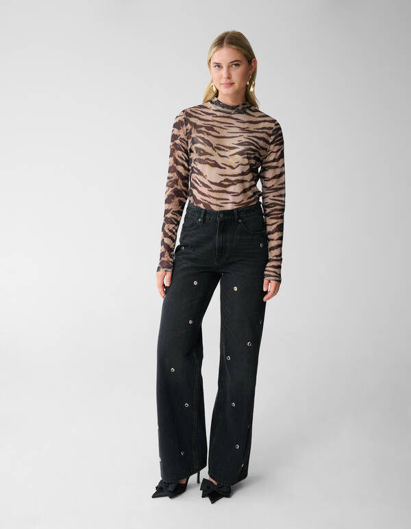 Mesh Tiger Top Hellbraun SHOEBY WOMEN