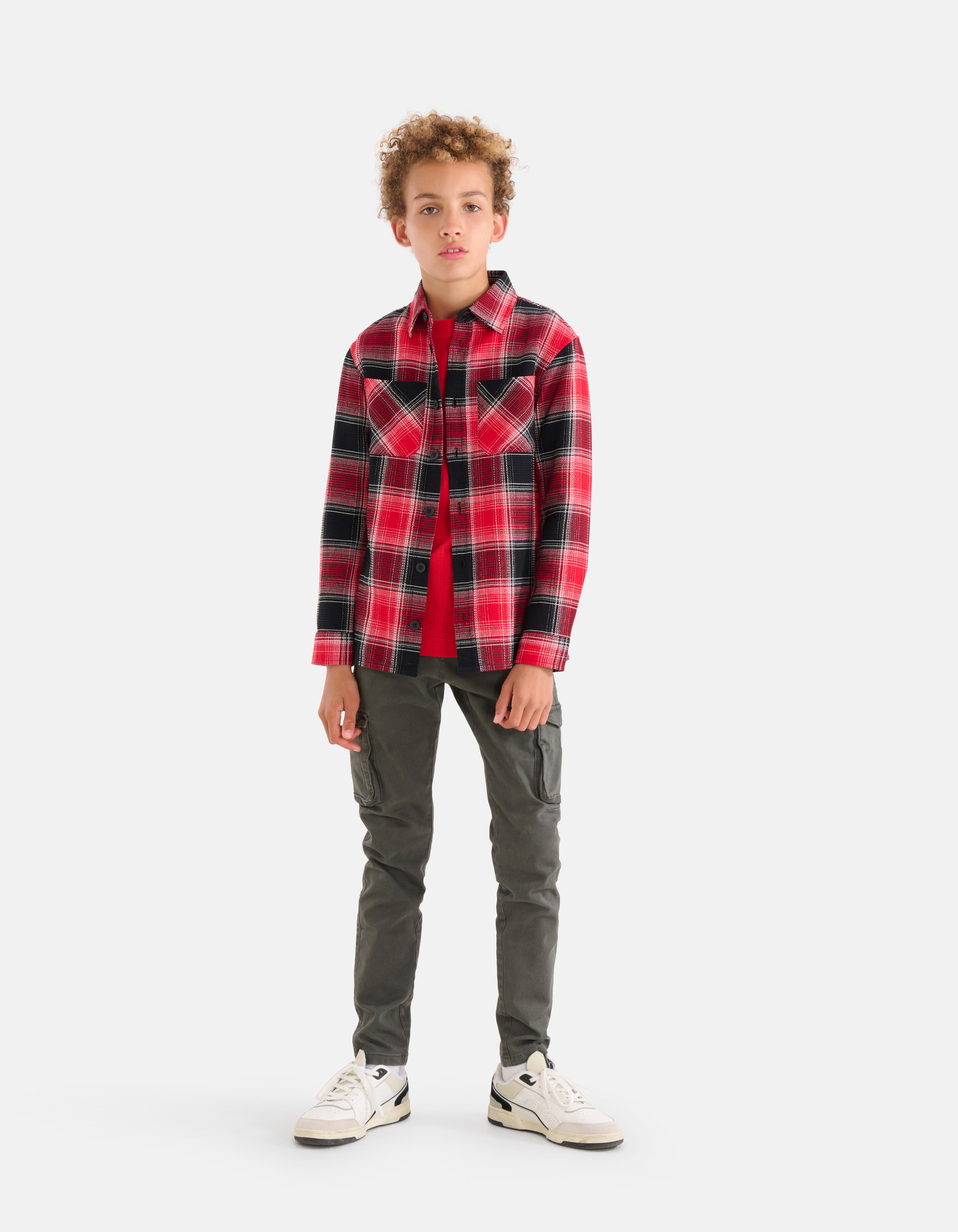 Struktur-Langarmhemd Rot SHOEBY BOYS